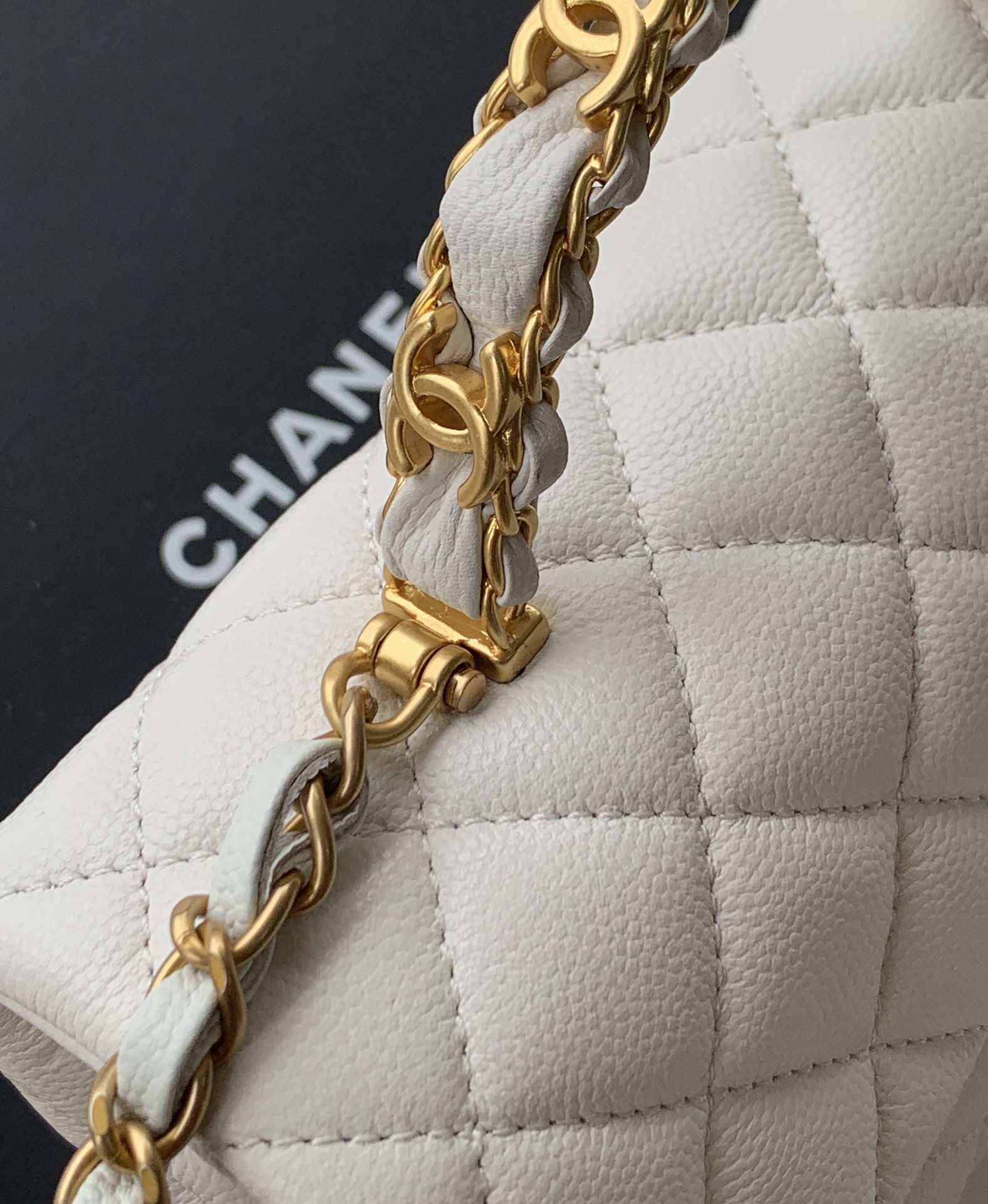 Bagsaaa Ch**el Mini Flap Bag with Top Handle AS5701 White - 19.5cm