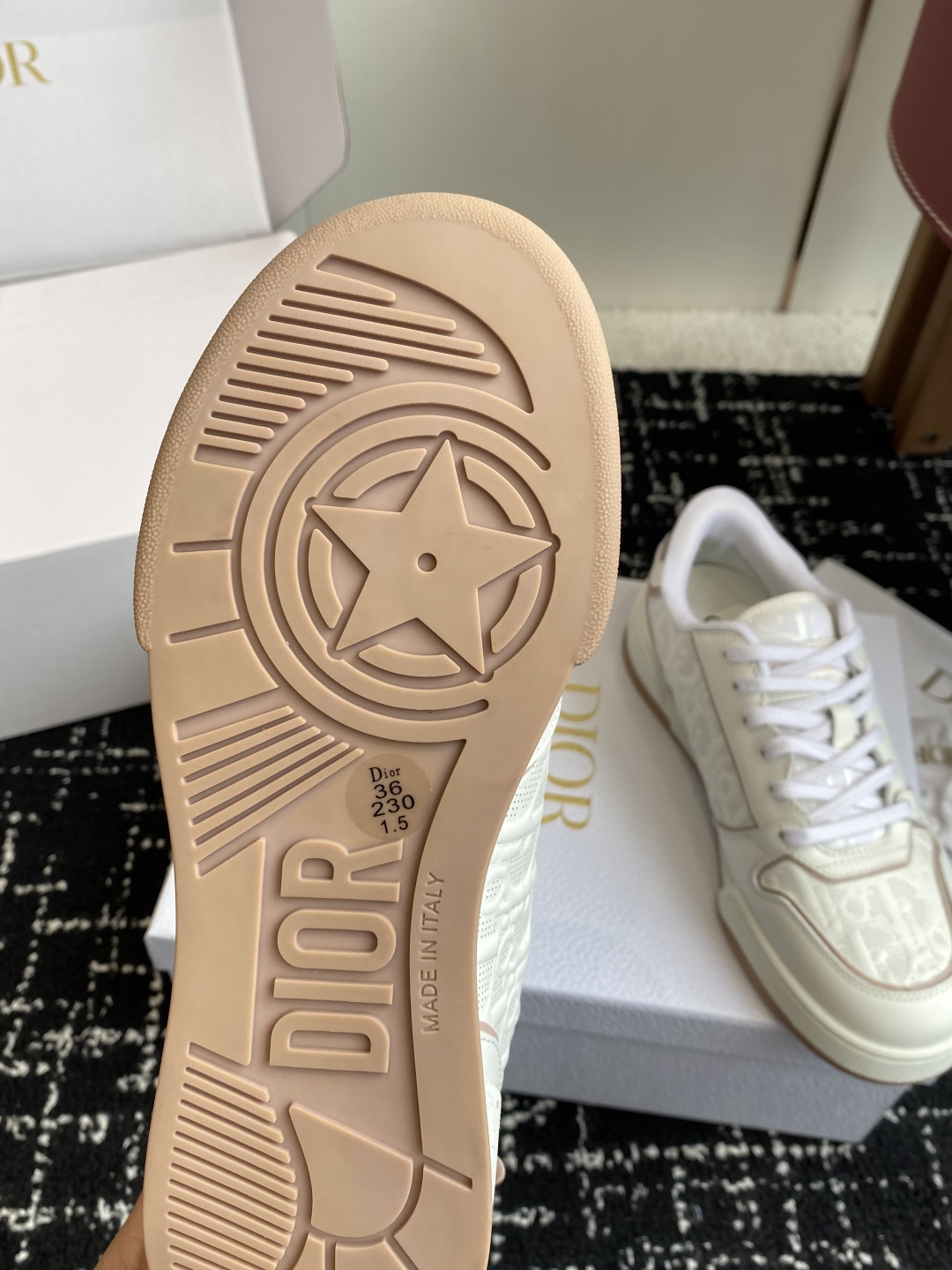Bagsaaa D10r One Sneaker White and Nude D10r Oblique Perforated Calfskin