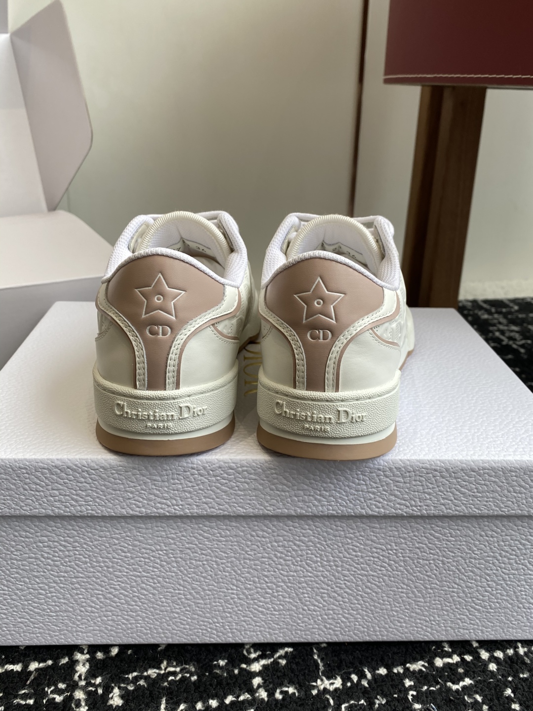 Bagsaaa D10r One Sneaker White and Nude D10r Oblique Perforated Calfskin