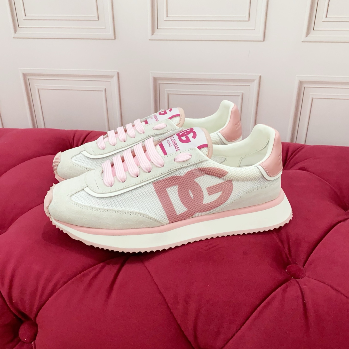 Bagsaaa D&G Mixed-material DG CUSHION sneakers pink