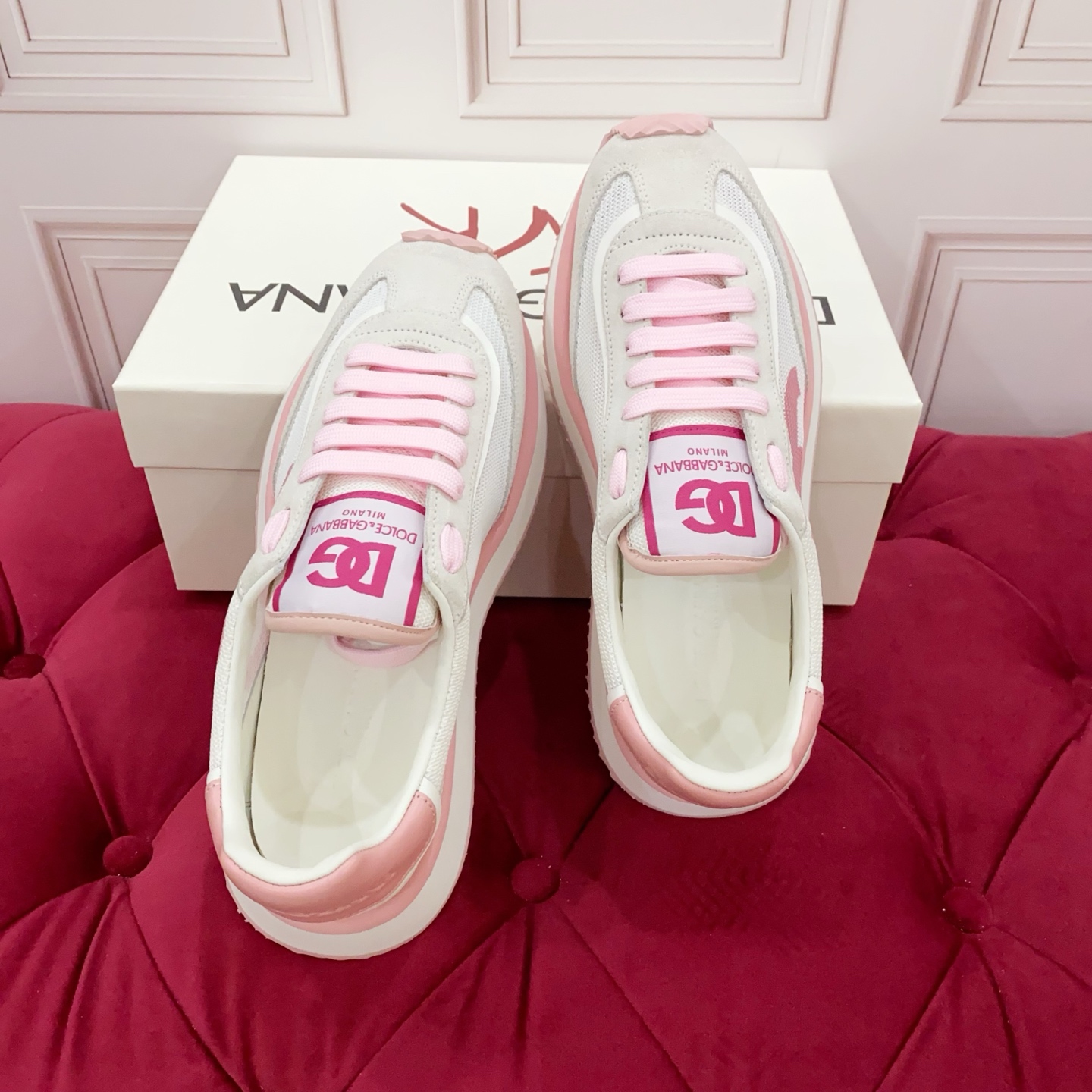 Bagsaaa D&G Mixed-material DG CUSHION sneakers pink