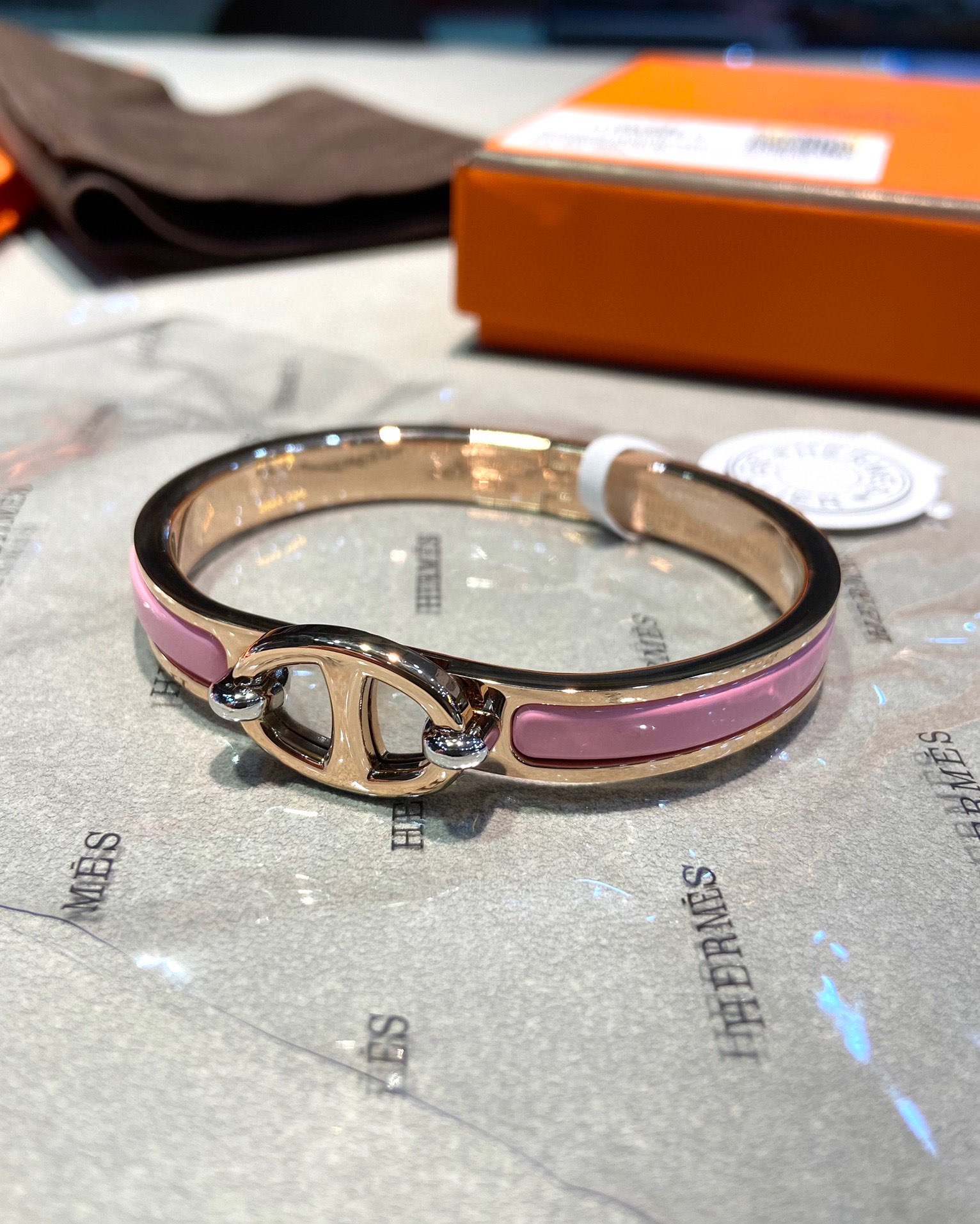 Bagsaaa H**me5 Mini Clic Chaine d'Ancre bracelet pink
