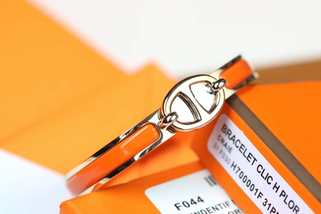 Bagsaaa H**me5 Mini Clic Chaine d'Ancre bracelet orange