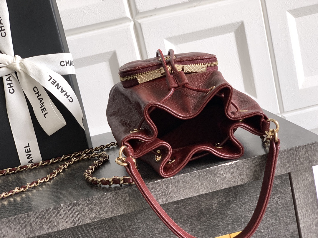 Bagsaaa Ch**el Clutch with chain AP4775 Red Caviar - 15cm