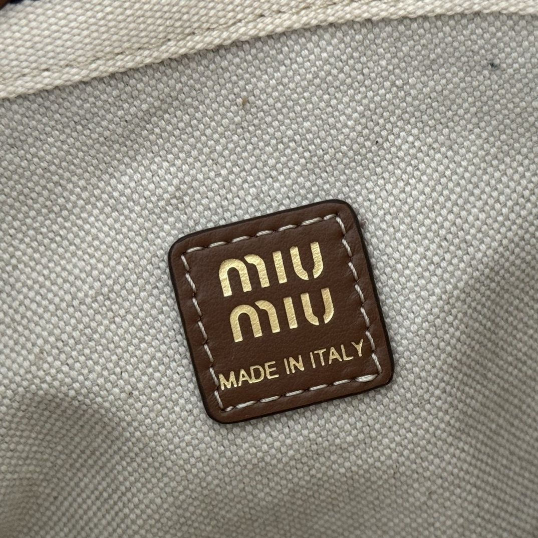 Bagsaaa Miu Miu Striped fabric drawstring pouch 5ND016 blue - 23cm