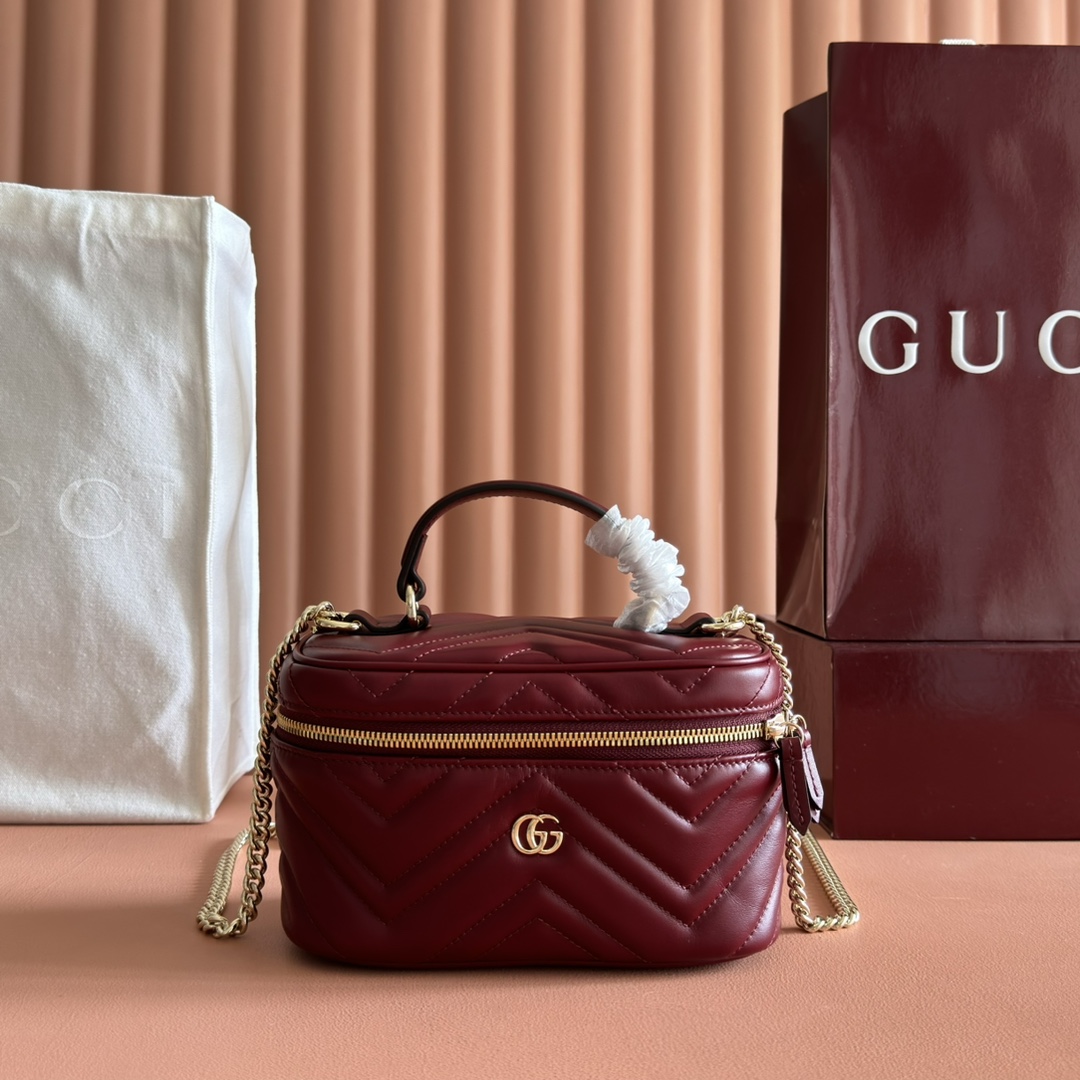 Bagsaaa Gvc*1 GG Marmont mini vanity bag 837454 red - 19cm