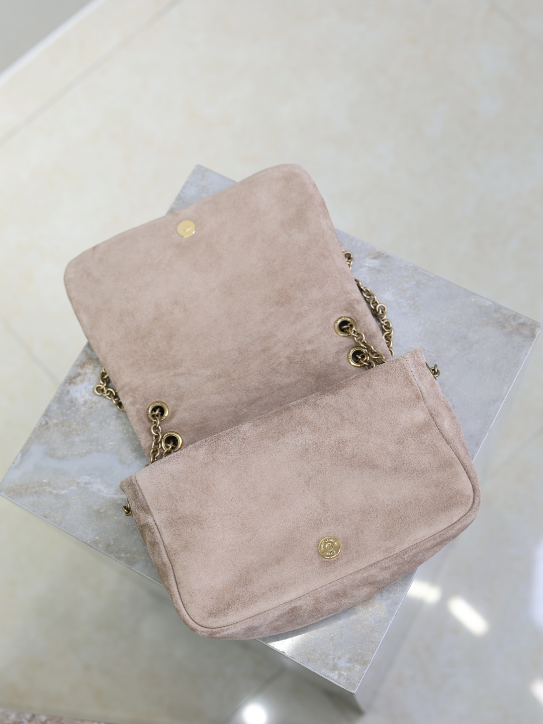 Bagsaaa Y51 JAMIE 4.3 mini in suede Whisper Pink 806025 - 20cm
