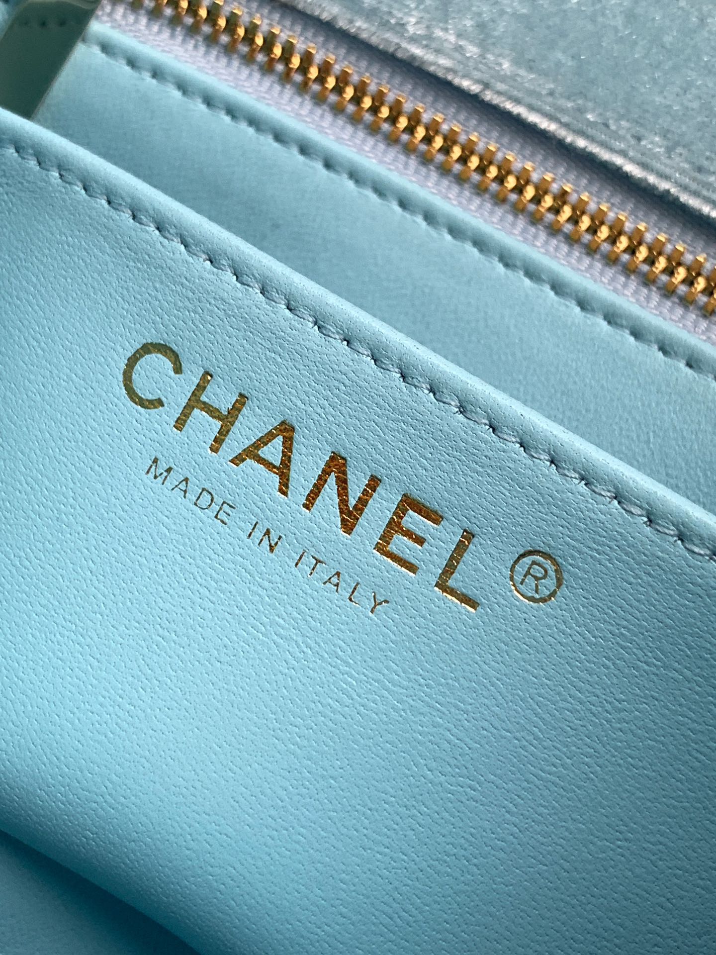 Bagsaaa Ch**el Mini Flap Bag AS1786 Blue Velvet - 18cm