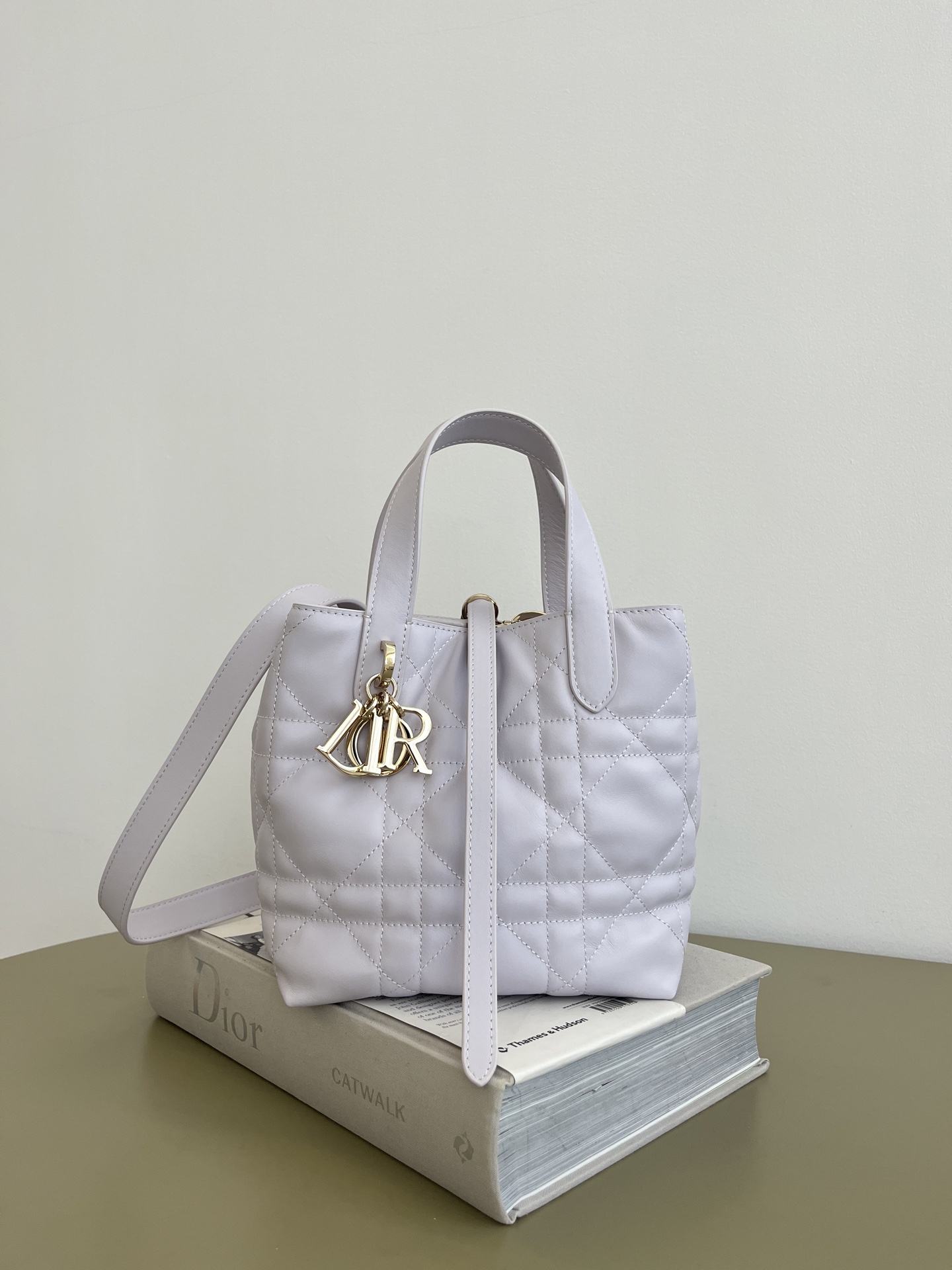 Bagsaaa Small D10r Toujours Vertical Tote Bag Lilac Macrocannage Calfskin - 16 x 18 x 12 cm