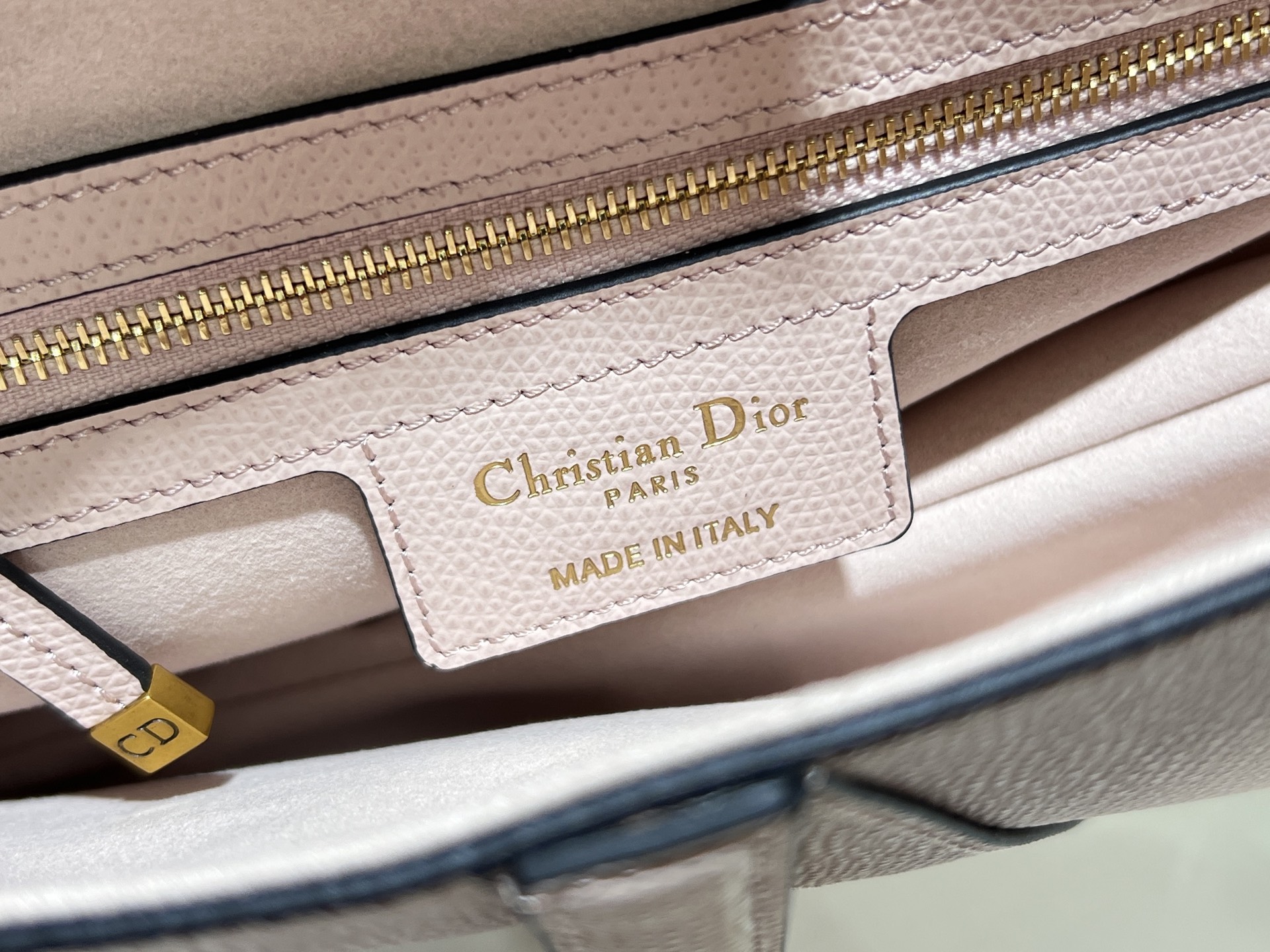 Bagsaaa D10r Saddle Bag with Strap Light Pink Grained Calfskin - 25.5cm