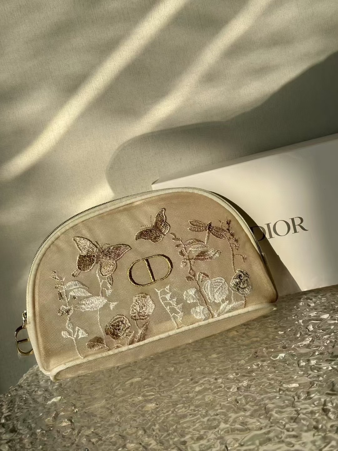 Bagsaaa D10r Floral Embroidered Mesh Makeup Travel Bag