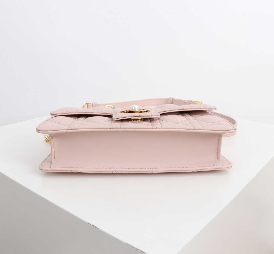 Bagsaaa D10r Jolie Mini Bag Powder Pink Cannage Lambskin - 21cm