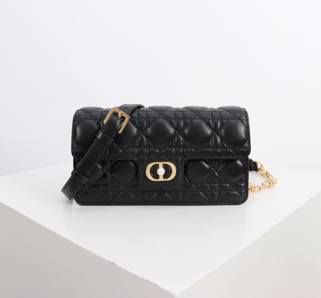 Bagsaaa D10r Jolie Mini Bag Black Cannage Lambskin - 21cm