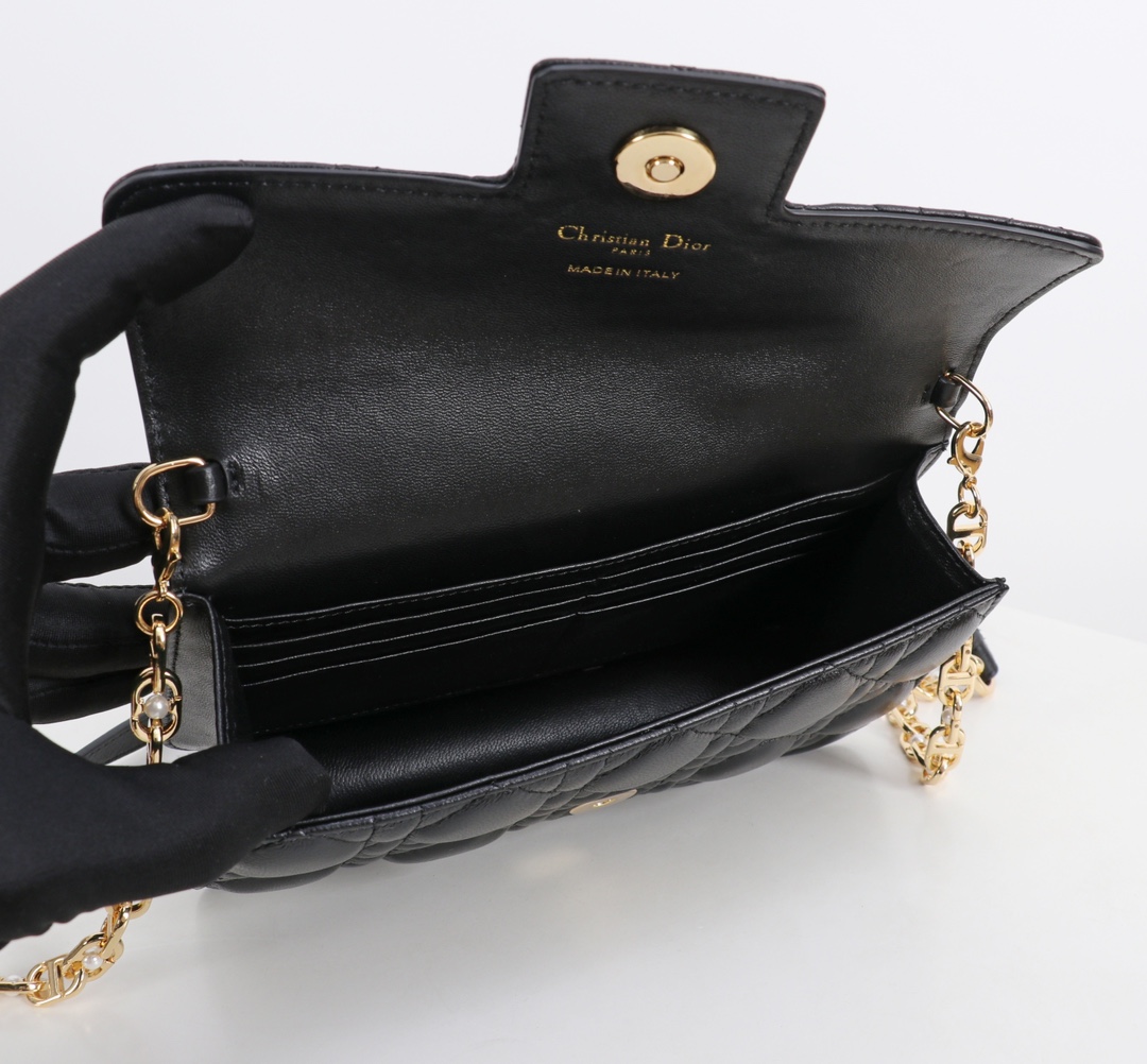 Bagsaaa D10r Jolie Mini Bag Black Cannage Lambskin - 21cm
