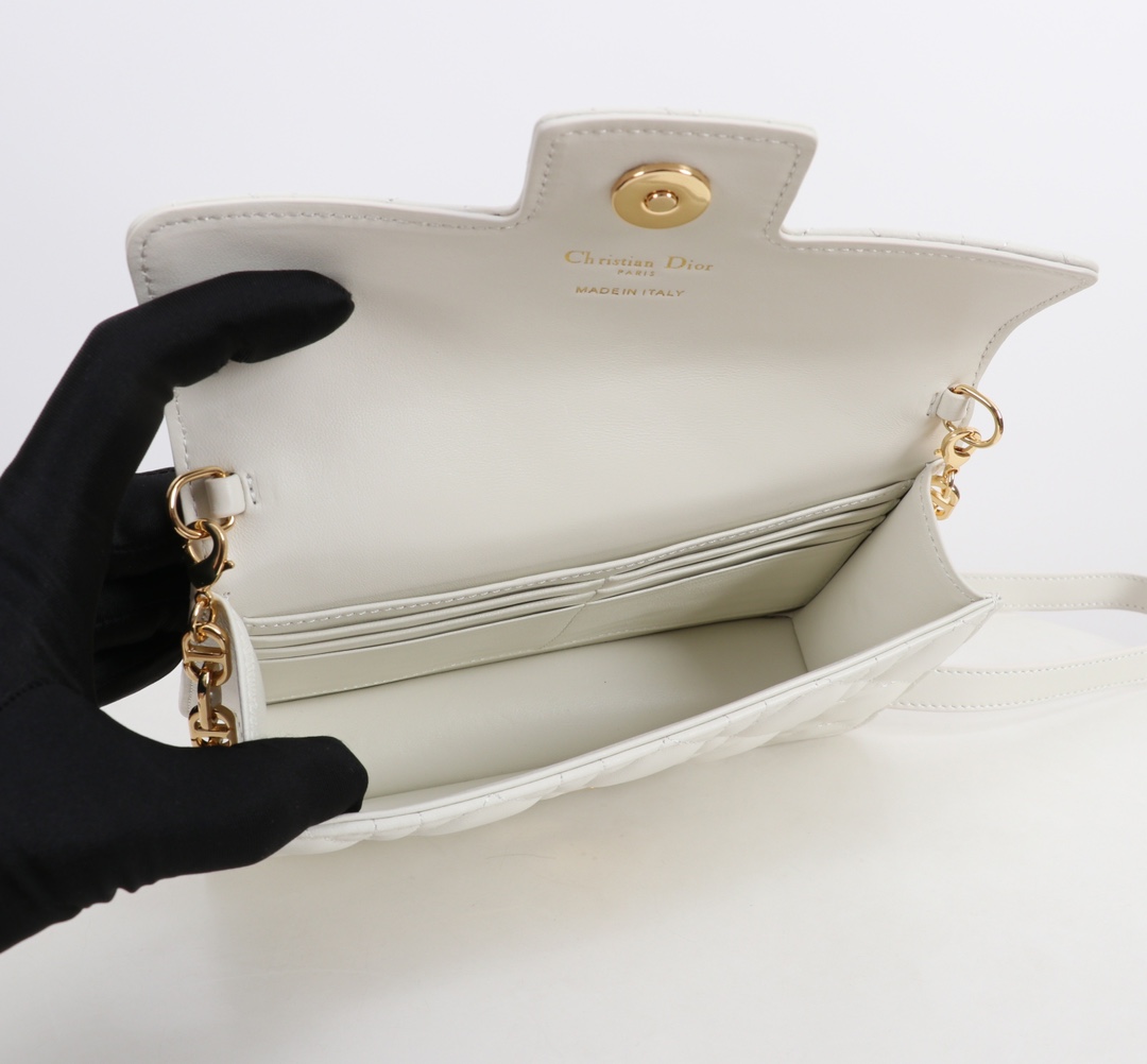 Bagsaaa D10r Jolie Mini Bag White Cannage Lambskin - 21cm