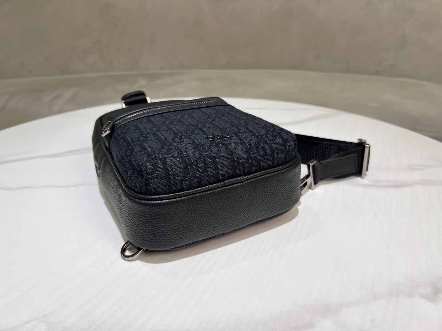 Bagsaaa D10r Rider 2.0 Sling Bag Black D10r Oblique Jacquard and Black Grained Calfskin - 26cm