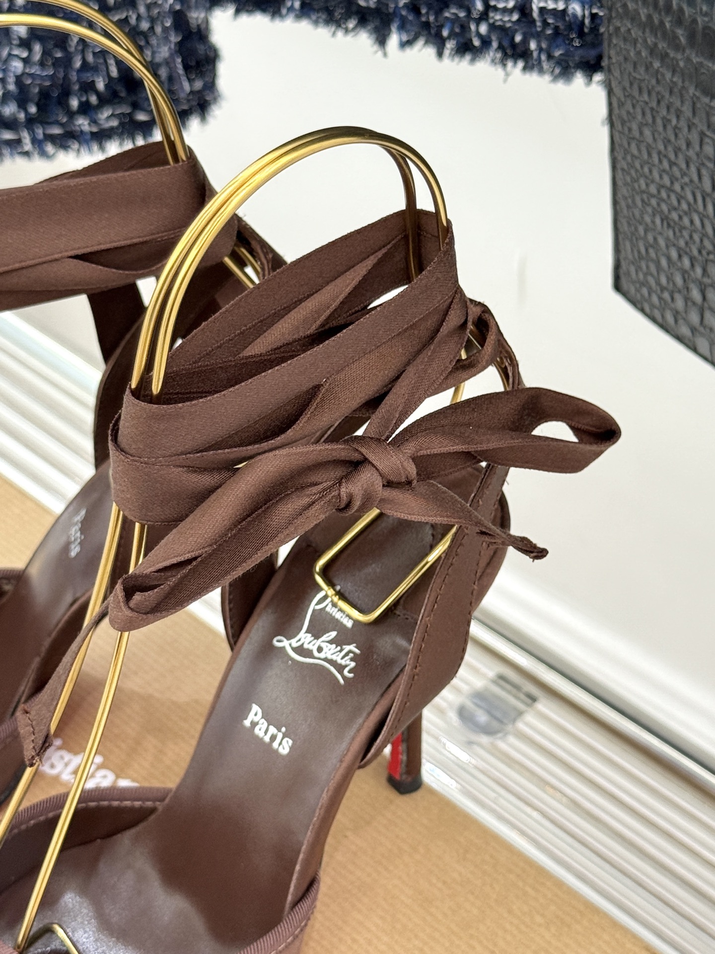 Bagsaaa Chr1st1an Louboutin Cassia Lace Up Dark Brown - 10cm