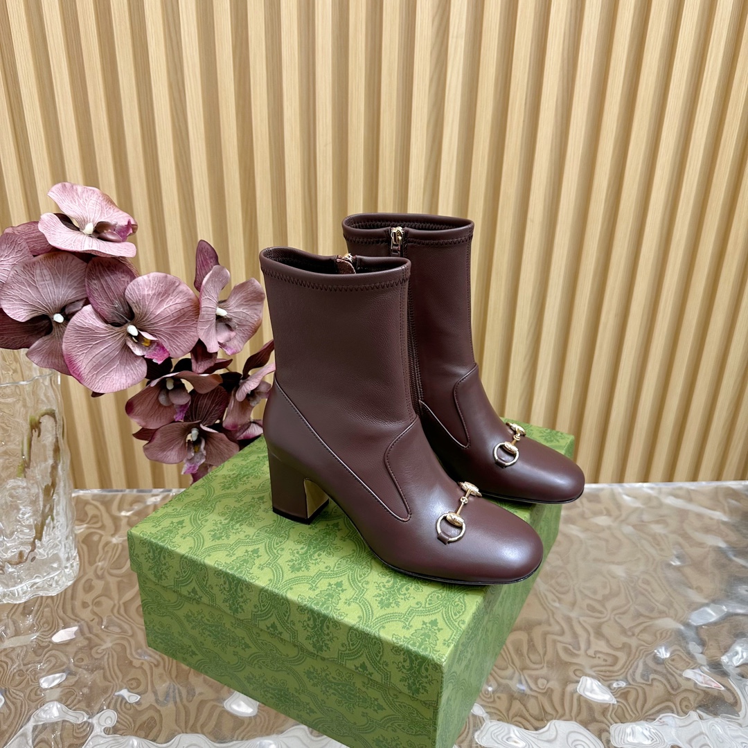 Bagsaaa Gvc*1 Women's Horsebit ankle bootie 794334 dark brown - 7.5cm