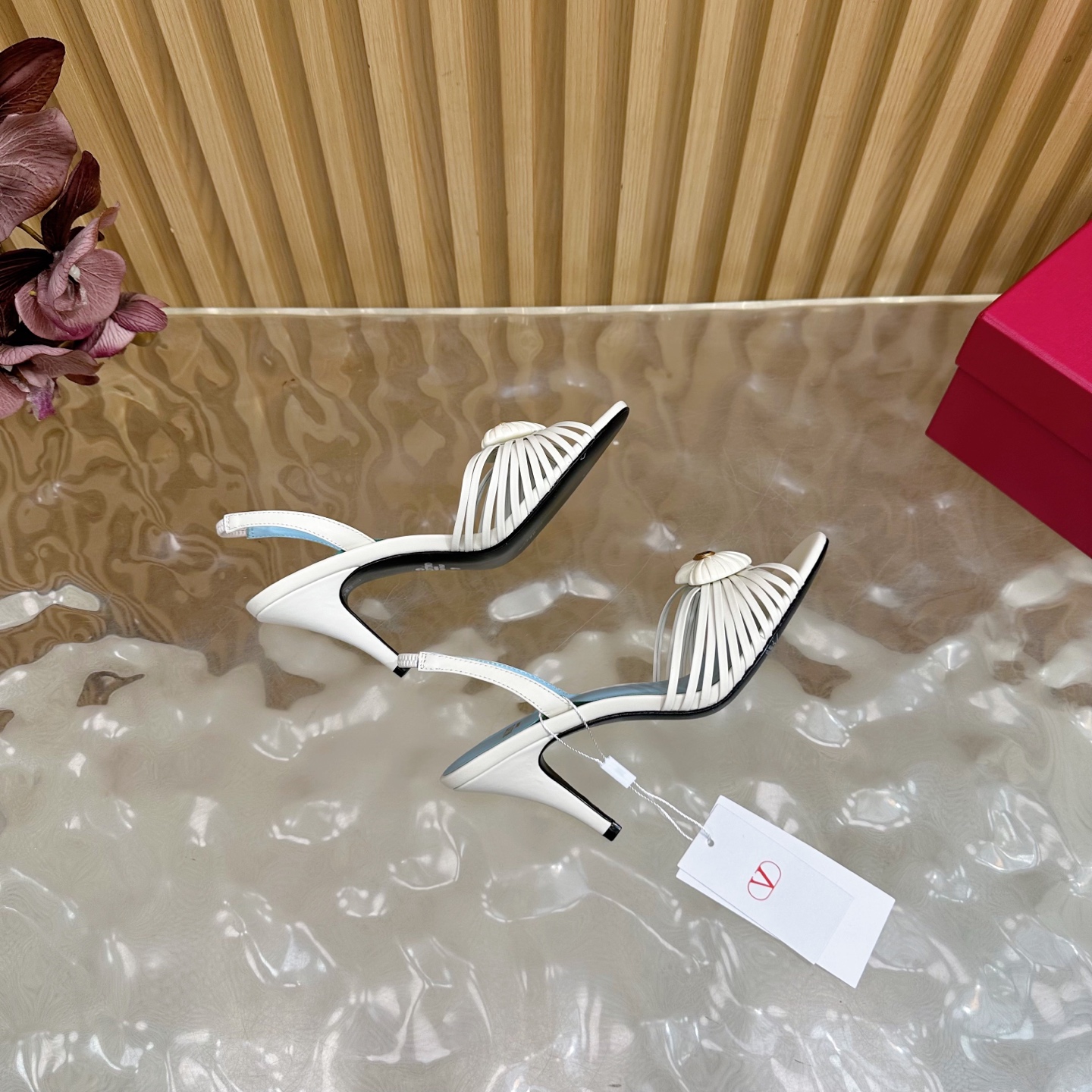 Bagsaaa Va1e*ntin0 Sandal In Kidskin White - 8.5cm