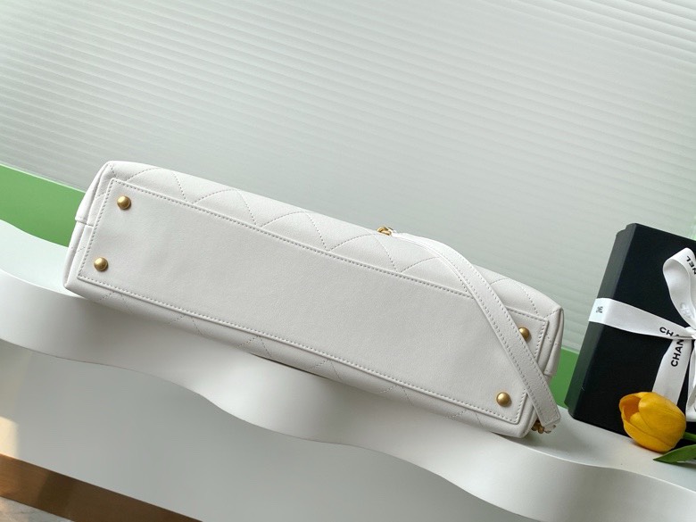 Bagsaaa Ch**el Maxi Flap Bag With Top Handle AS5543 White - 37cm