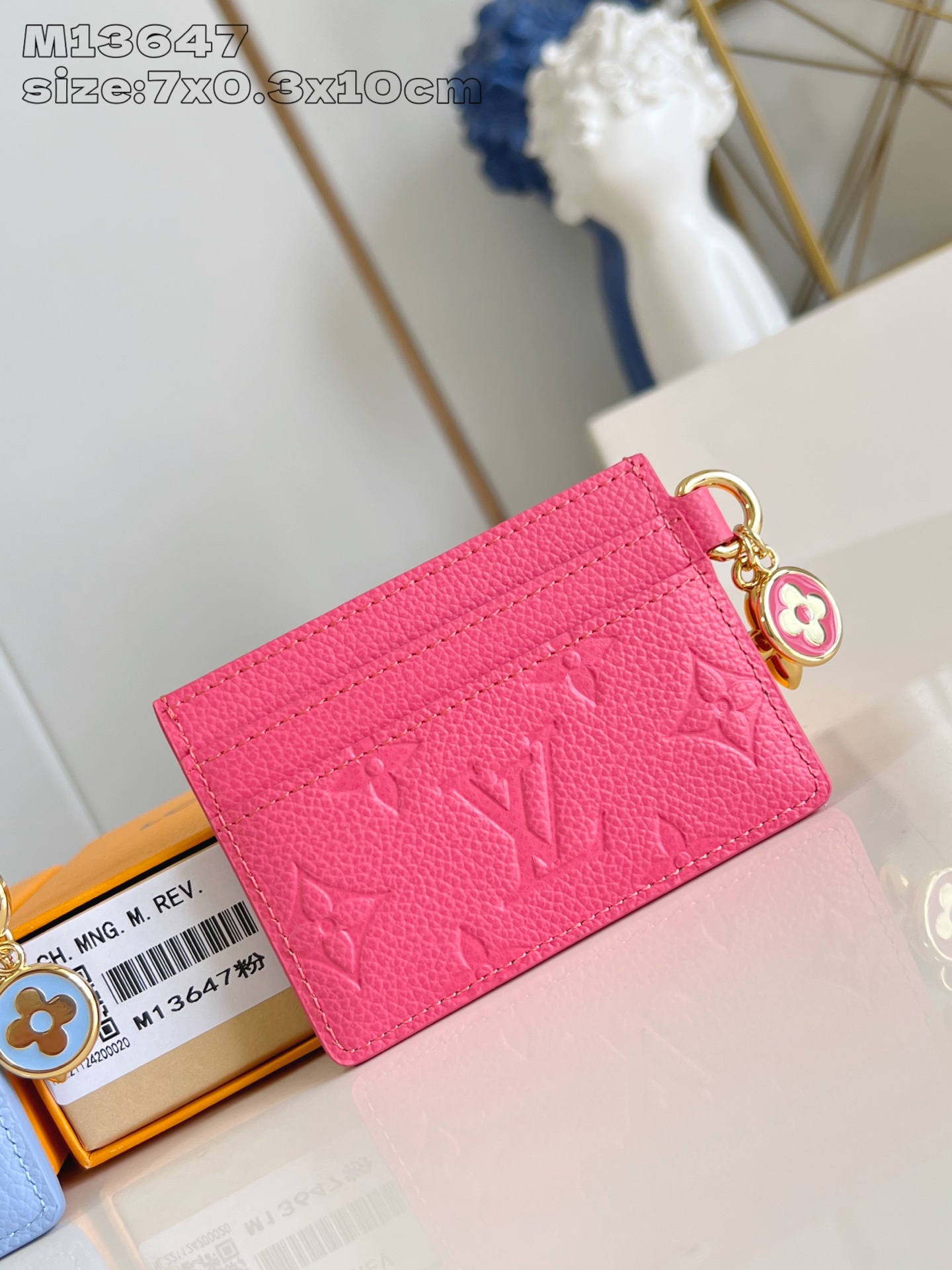 Bagsaaa M13647 LV Charms Card Holder Pink - 10.2cm