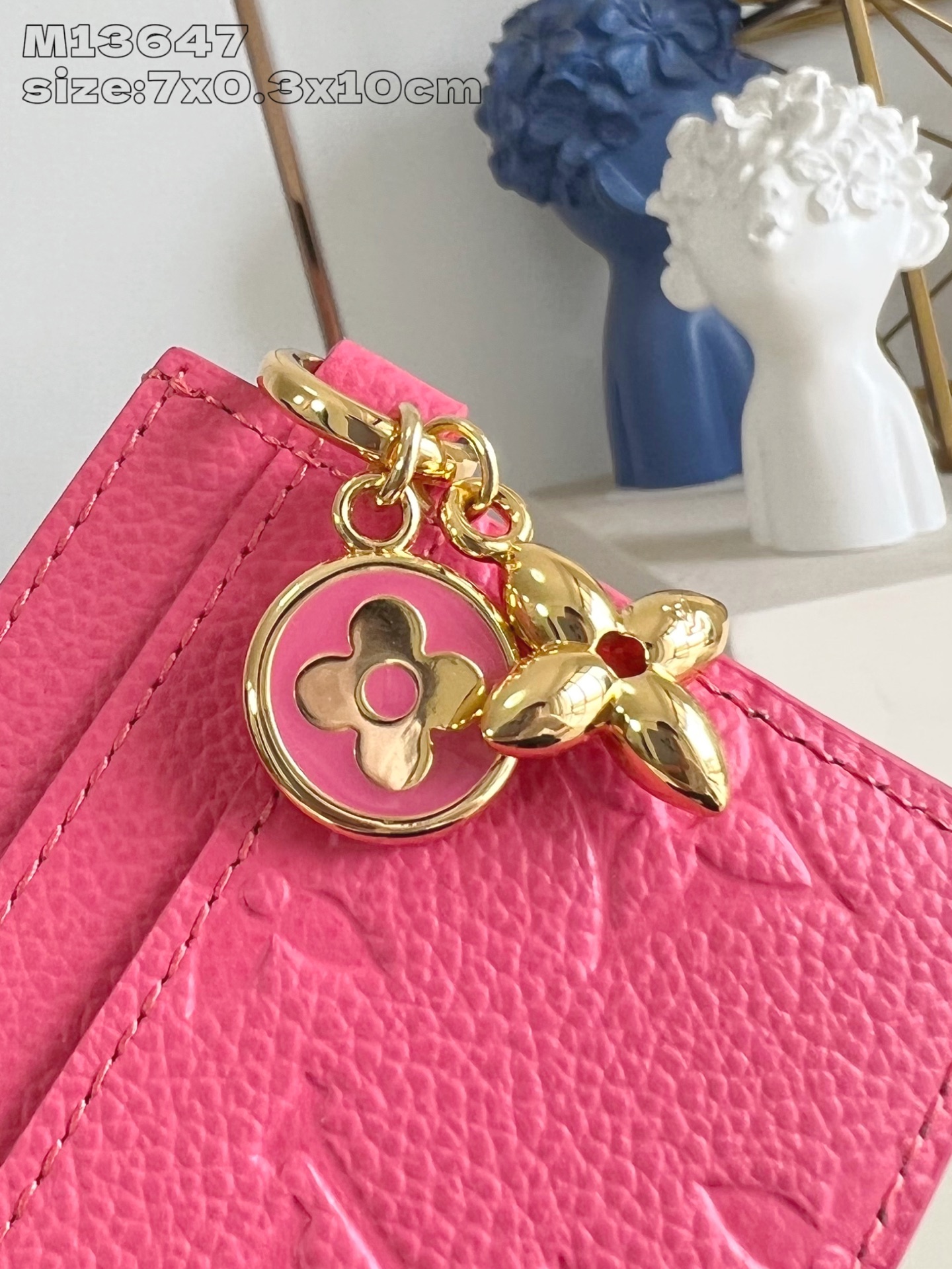 Bagsaaa M13647 LV Charms Card Holder Pink - 10.2cm