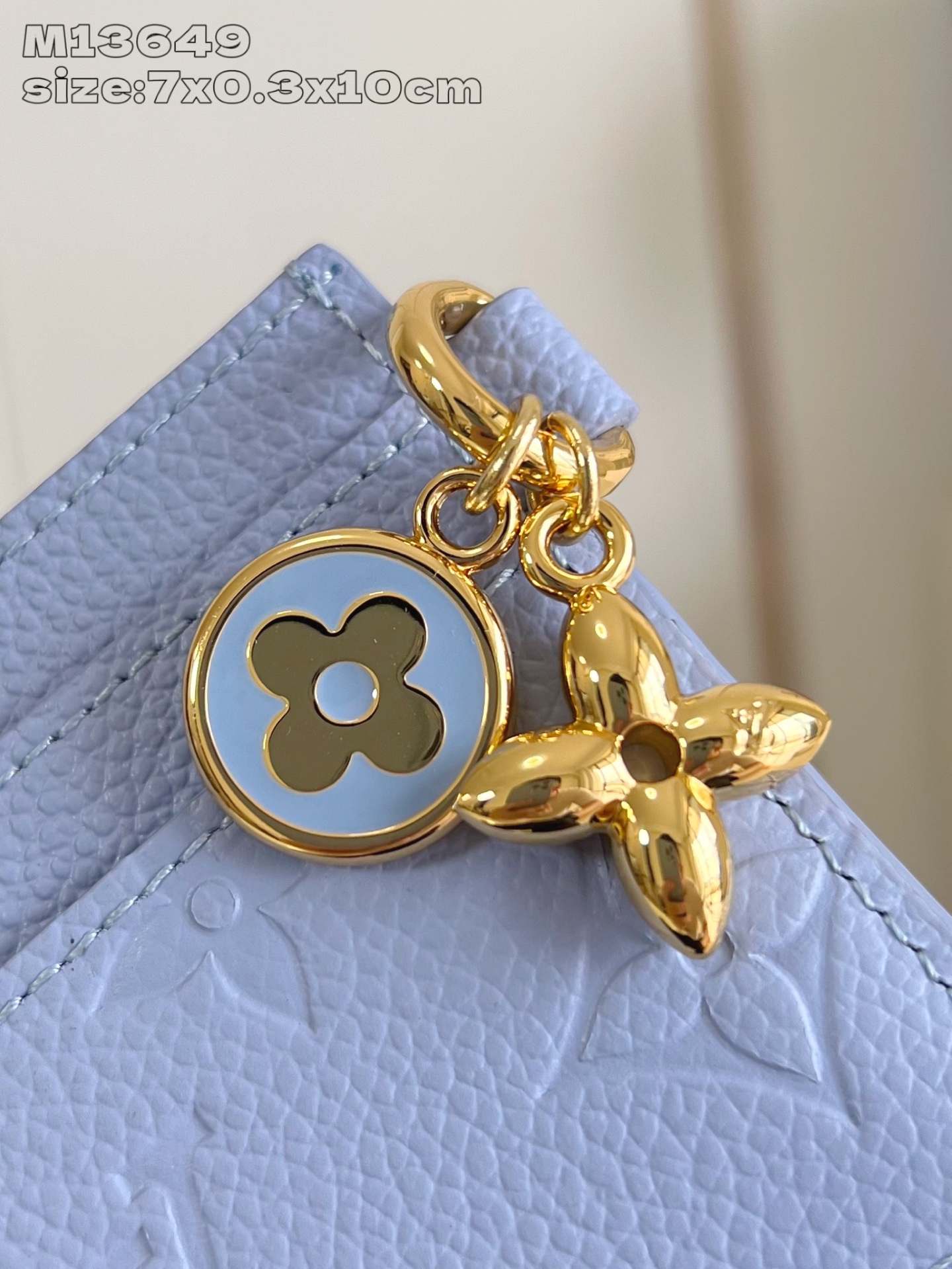 Bagsaaa M13649 LV Charms Card Holder Blue - 10.2cm