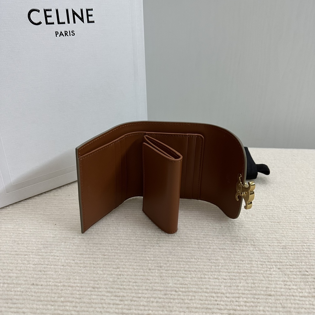 Bagsaaa Ce1i*e Small Flap Wallet Triomphe In Triomphe Canvas - 10.5cm