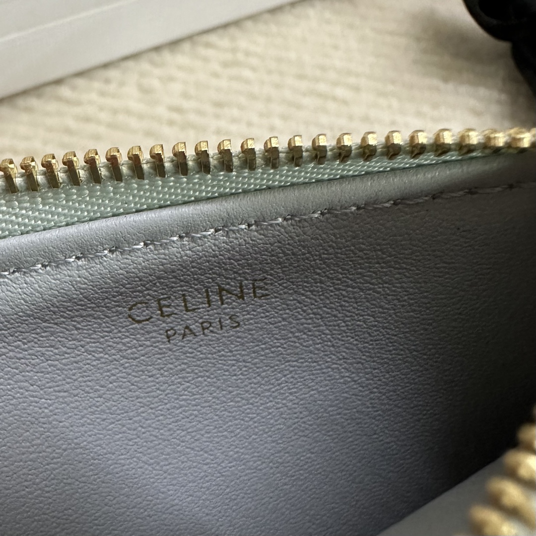Bagsaaa Ce1i*e Zipped Card Holder Cuir Triomphe In Shiny Calfskin blue - 11cm