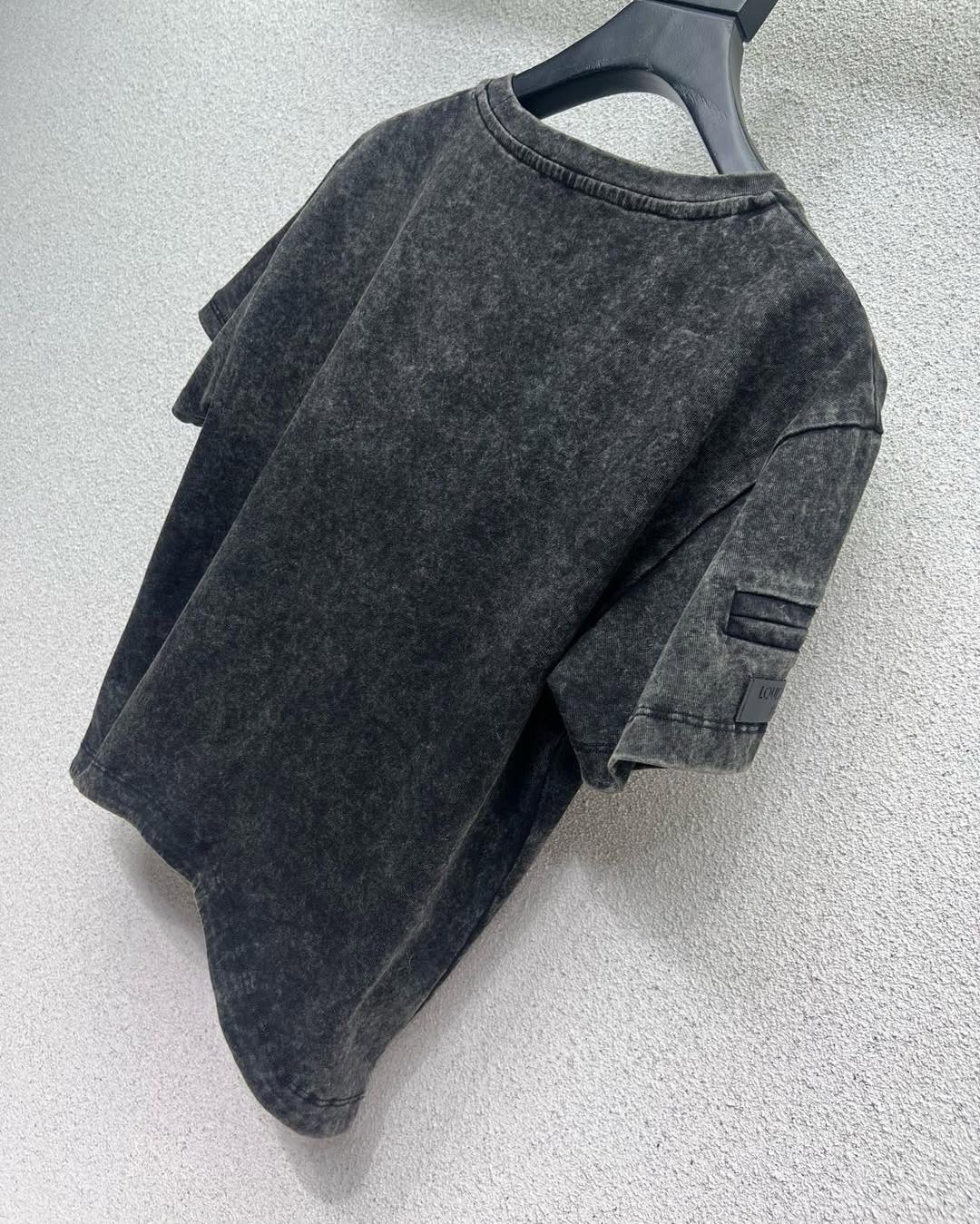 Bagsaaa LV Curve Hem T-Shirt Dark Gray Denim