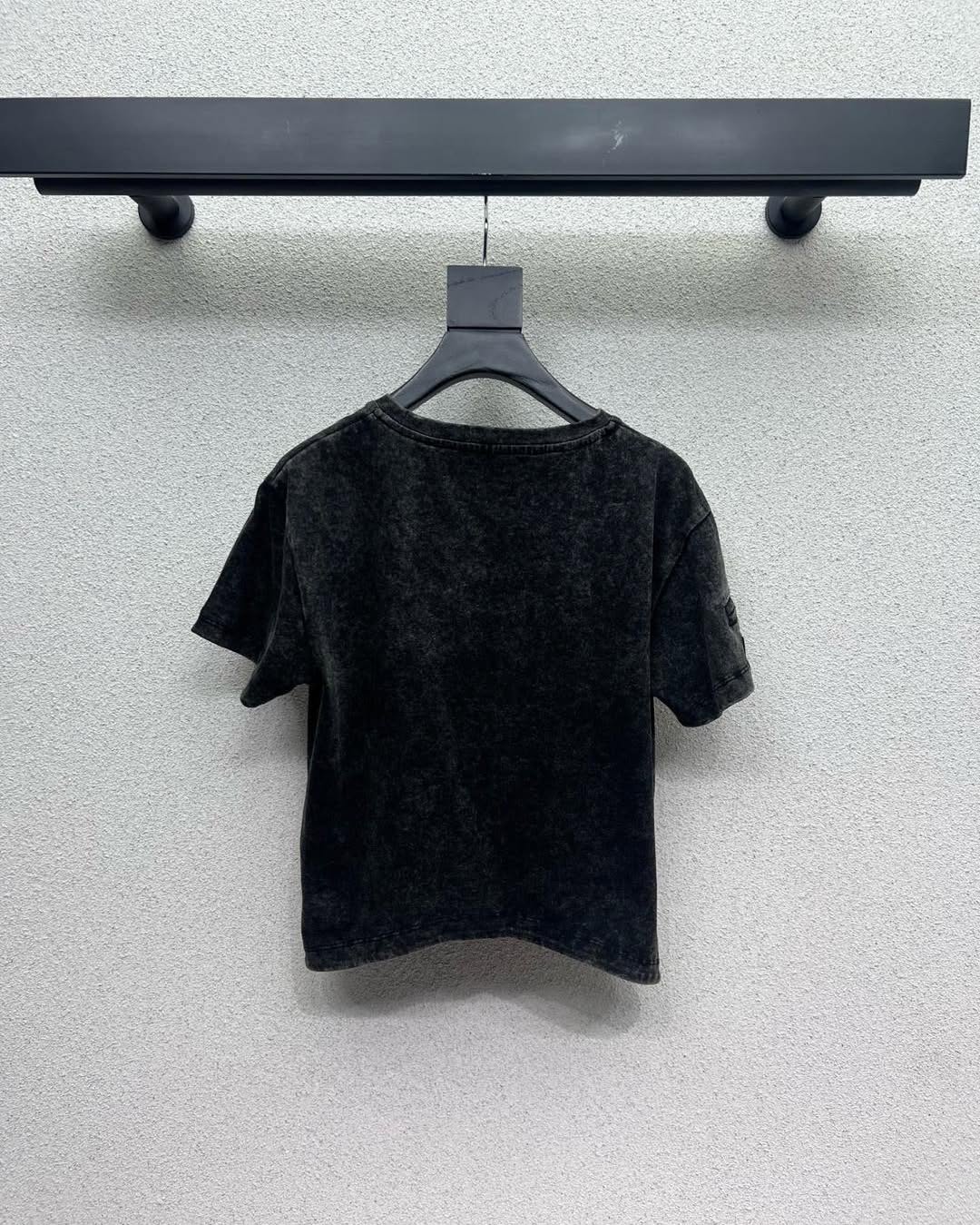 Bagsaaa LV Curve Hem T-Shirt Dark Gray Denim