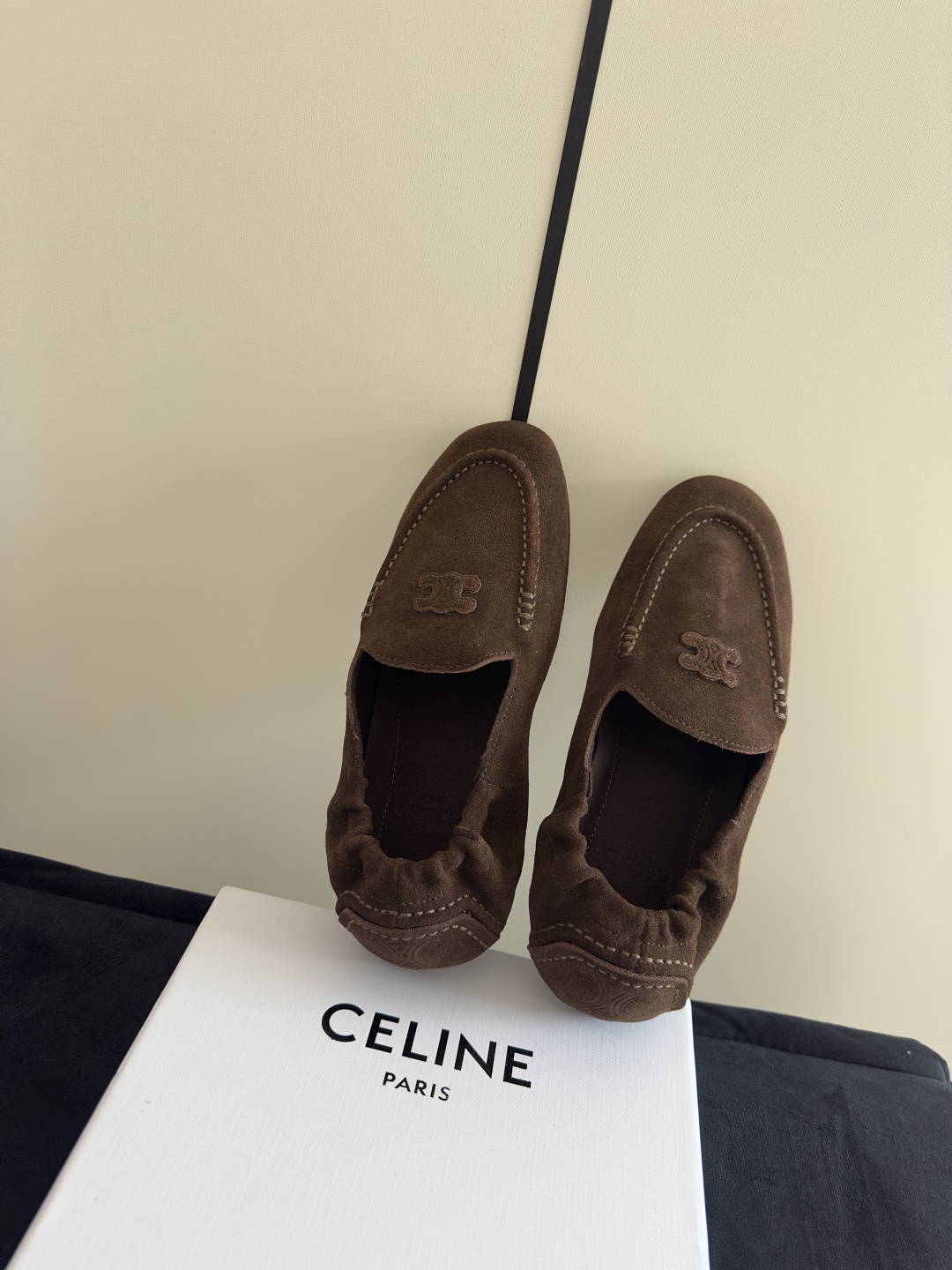Bagsaaa Ce1i*e Adam Loafer In Suede Calfskin Dark Brown