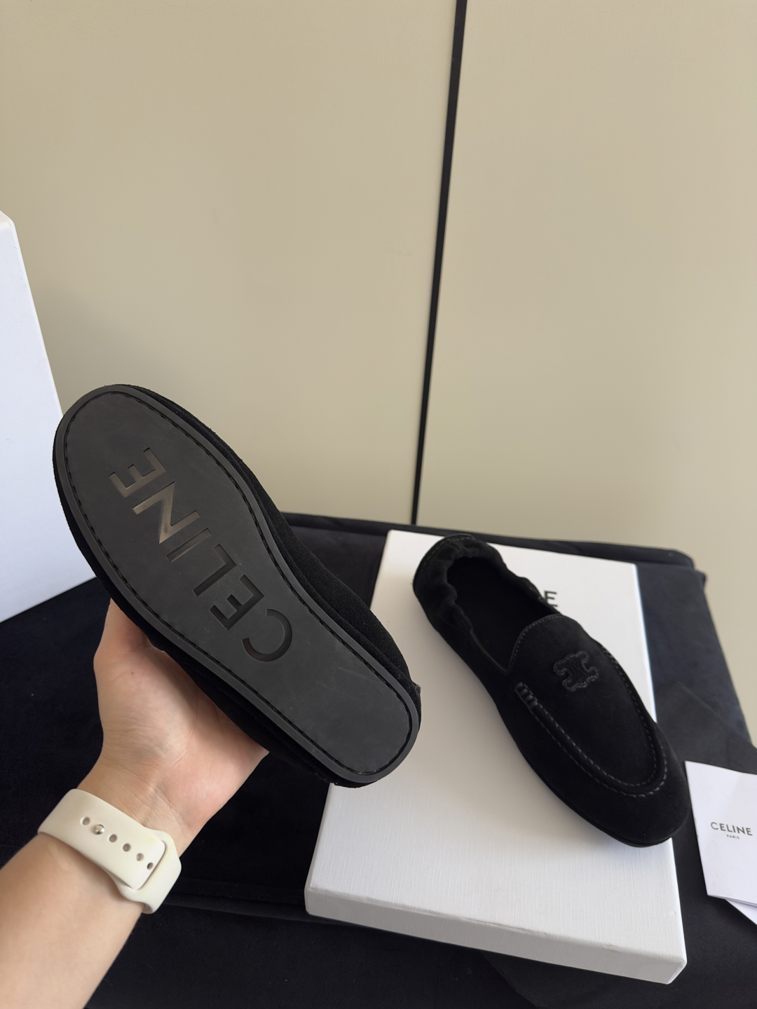 Bagsaaa Ce1i*e Adam Loafer In Suede Calfskin Black
