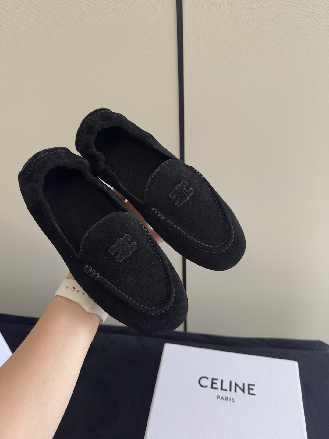 Bagsaaa Ce1i*e Adam Loafer In Suede Calfskin Black