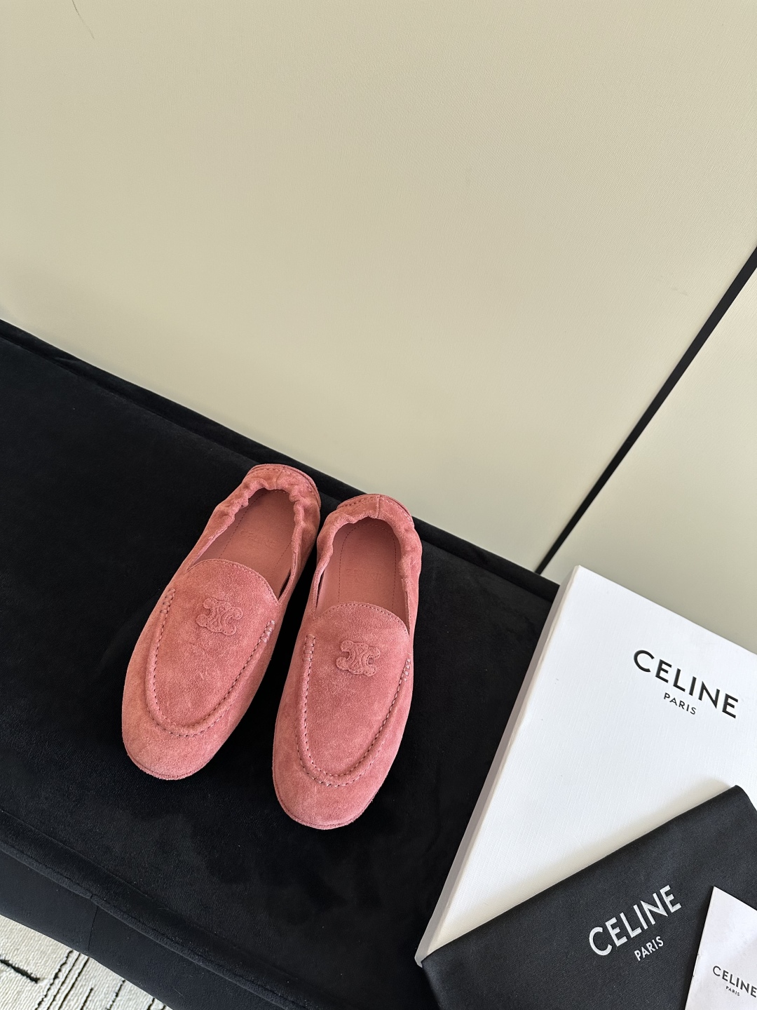 Bagsaaa Ce1i*e Adam Loafer In Suede Calfskin Pink