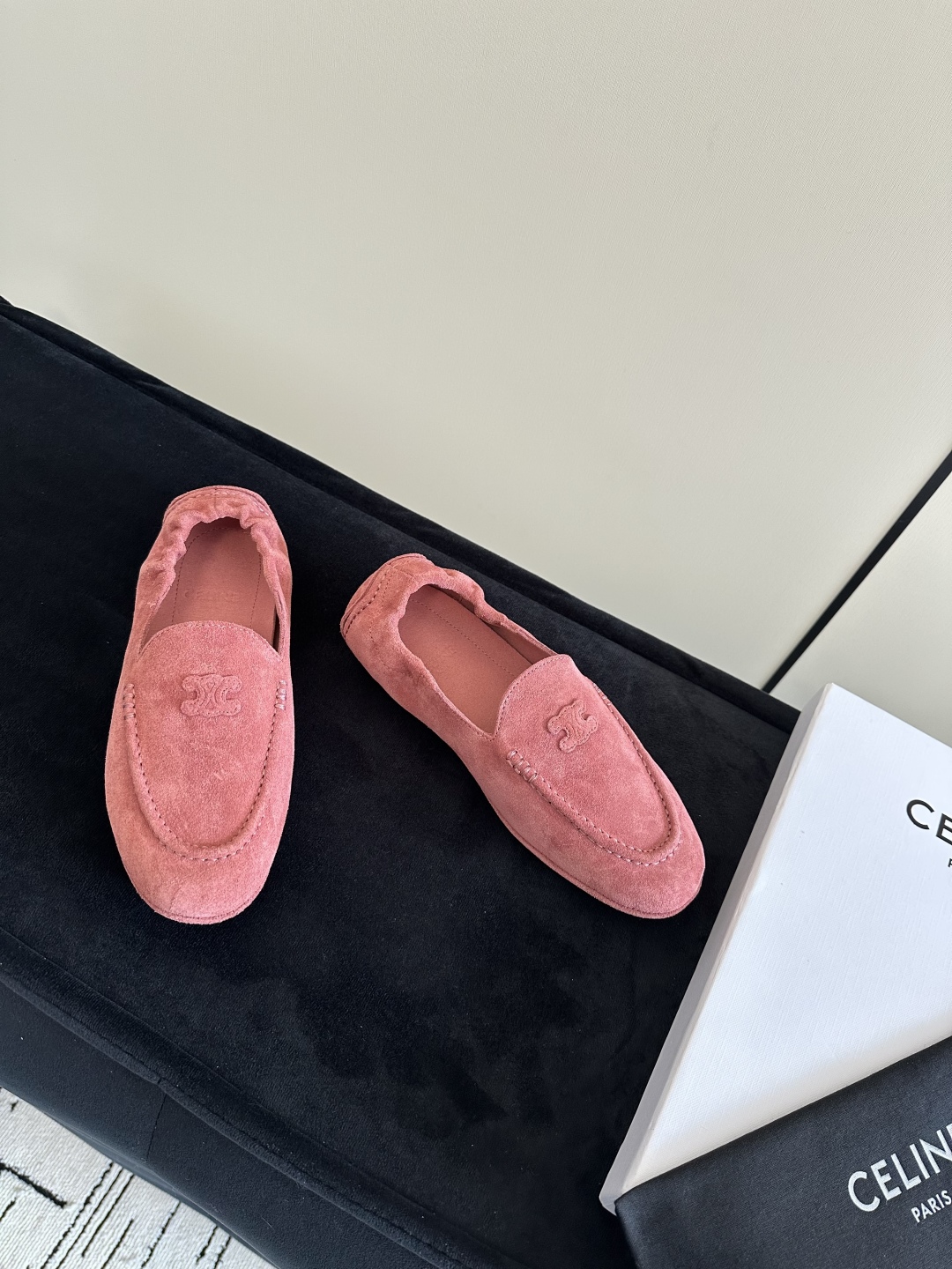 Bagsaaa Ce1i*e Adam Loafer In Suede Calfskin Pink