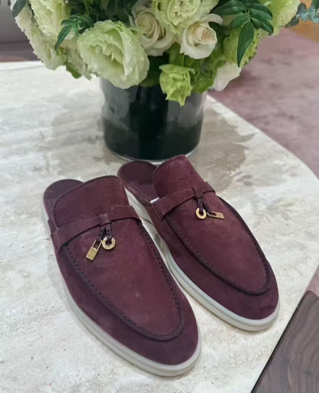 Bagsaaa L0r0 P1ana Summer Charms Walk Mule Wild Plum Suede