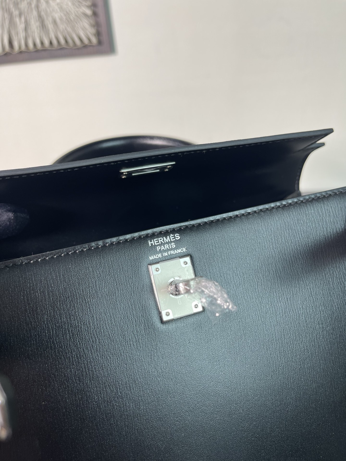 Bagsaaa H**me5 Kelly 25 Box Black Silver Buckle - 25cm