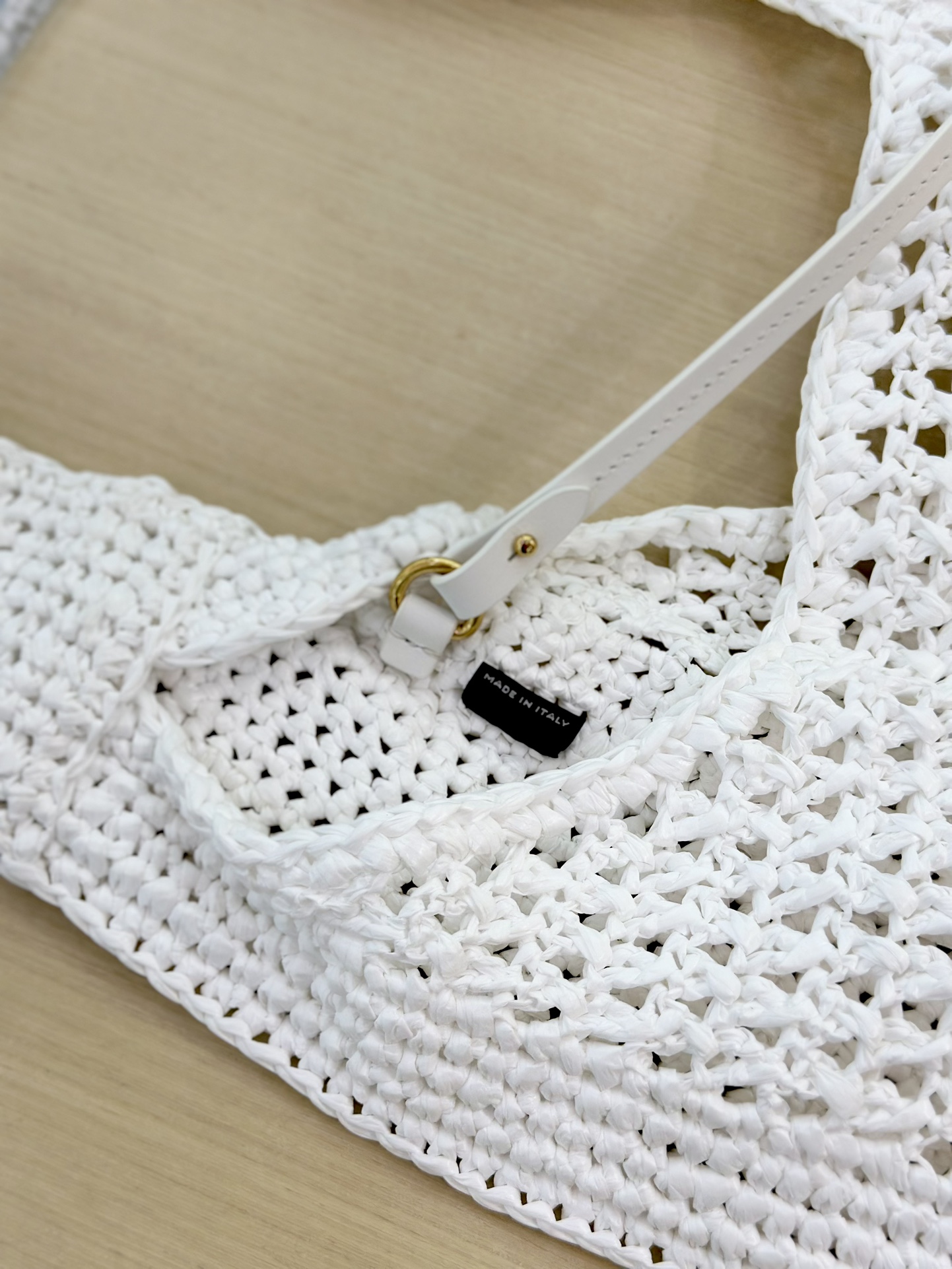 Bagsaaa Miu Miu Logo-Embroidered Cotton-Knit Tote Bag White - 44cm