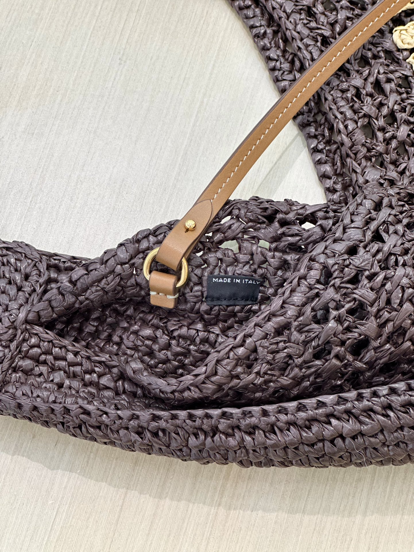 Bagsaaa Miu Miu Logo-Embroidered Cotton-Knit Tote Bag Dark Brown - 44cm