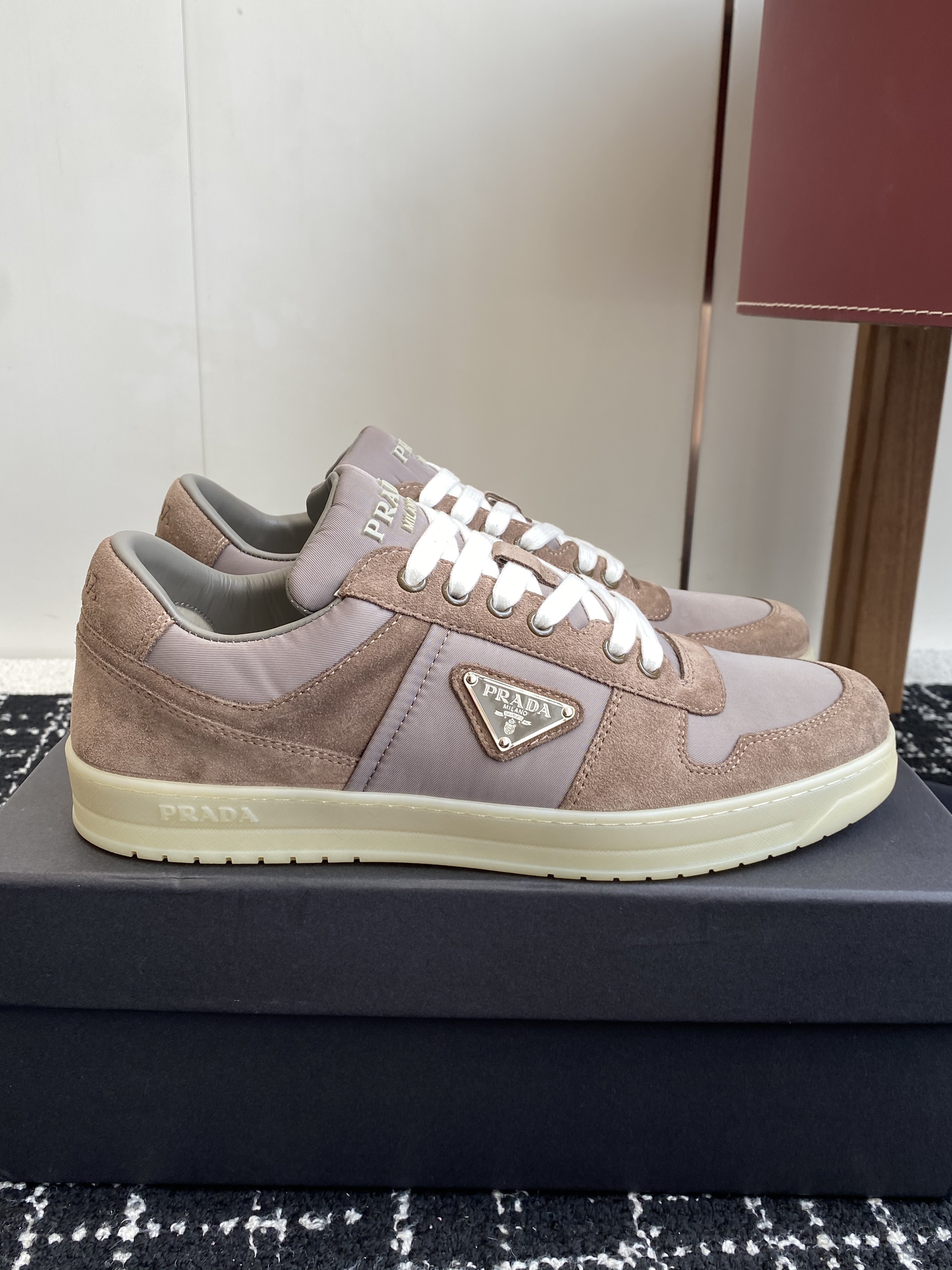 Bagsaaa Pra*a Downtown Re-Nylon and suede sneakers