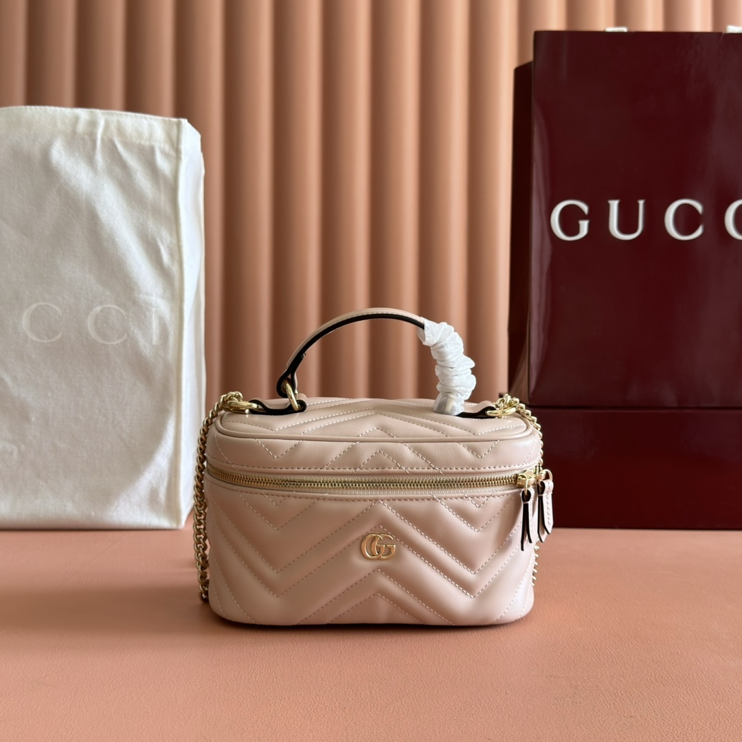Bagsaaa Gvc*1 GG Marmont mini vanity bag 837454 light pink - 19cm