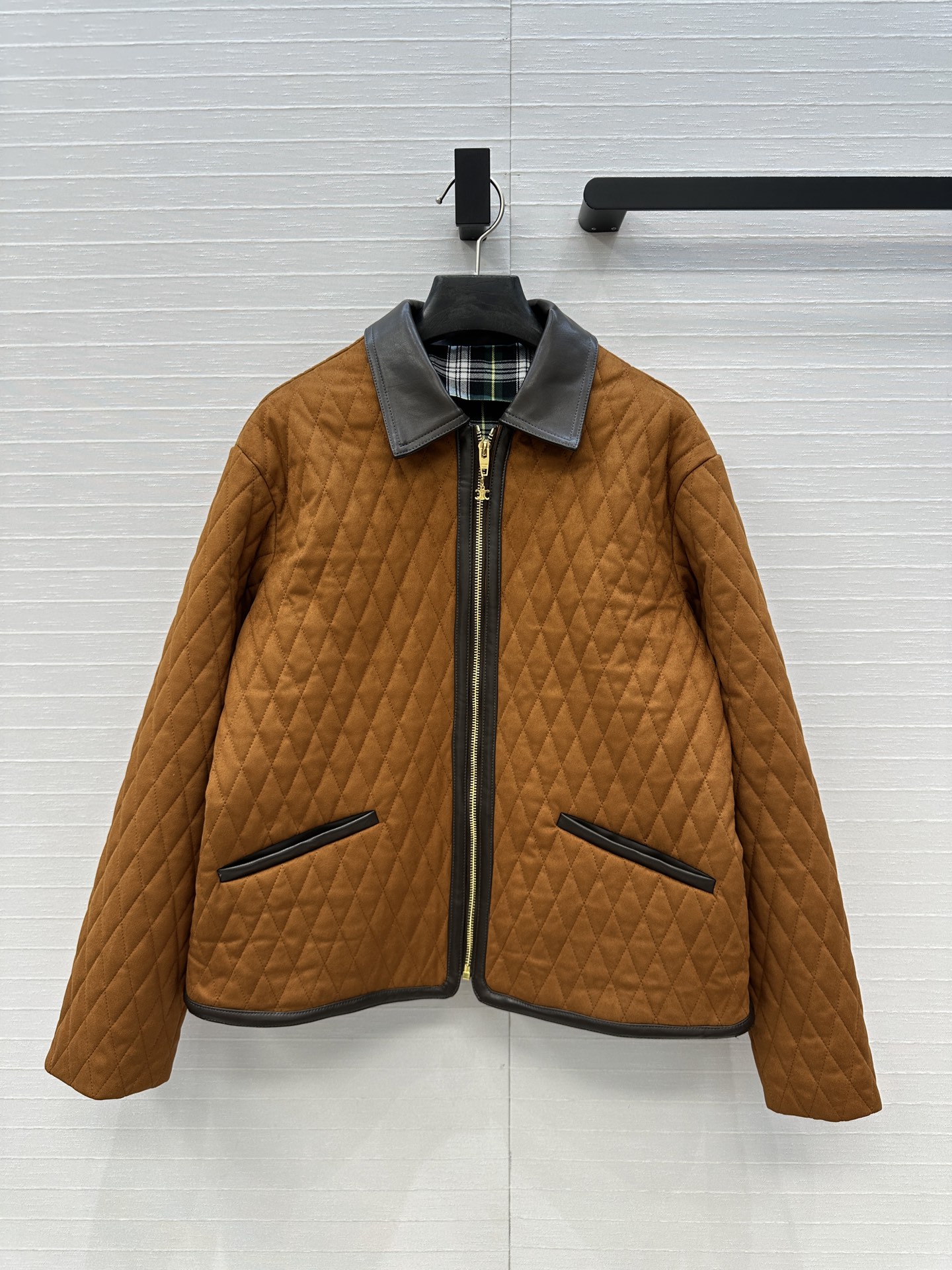 Bagsaaa Ce1i*e Quilted Jacket In Suede brown