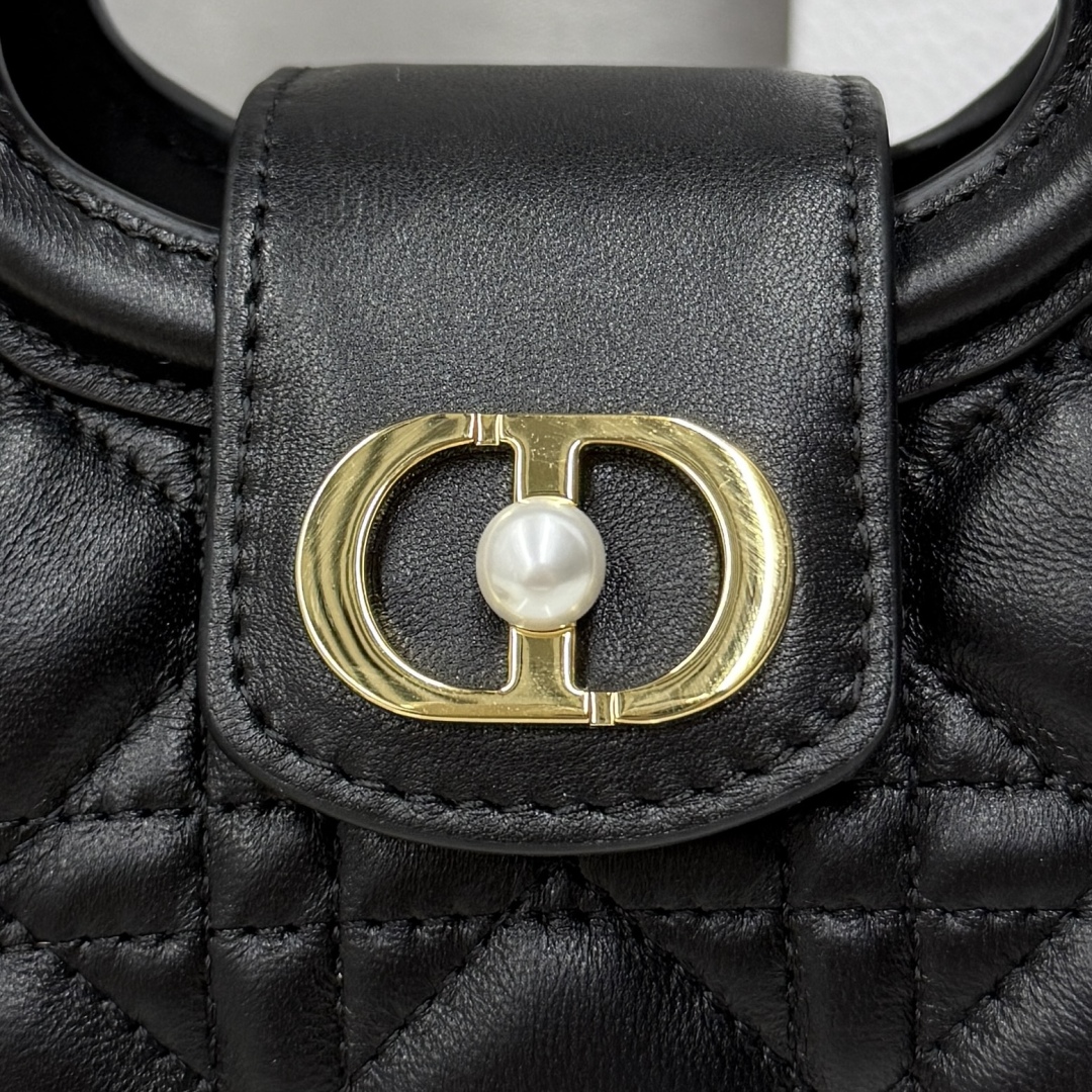 Bagsaaa D10r Jolie Top Handle Mini Bag Black Cannage Lambskin - 18.5cm