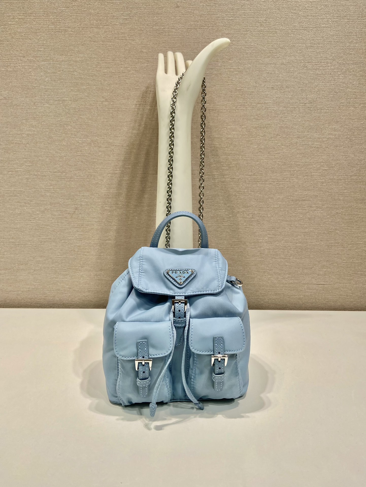 Bagsaaa mini Pra*a Re-Nylon backpack blue - 18.5cm