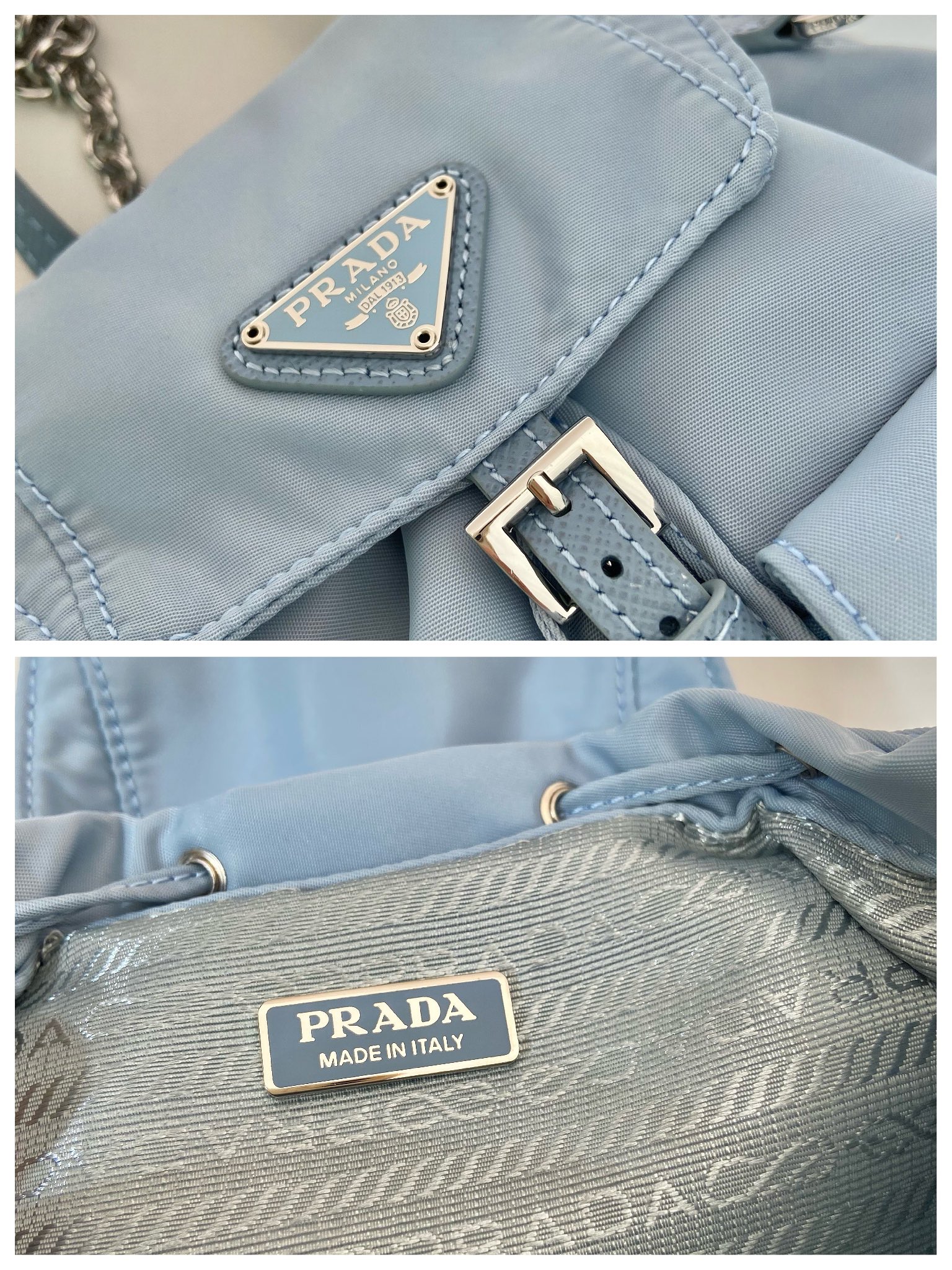 Bagsaaa mini Pra*a Re-Nylon backpack blue - 18.5cm