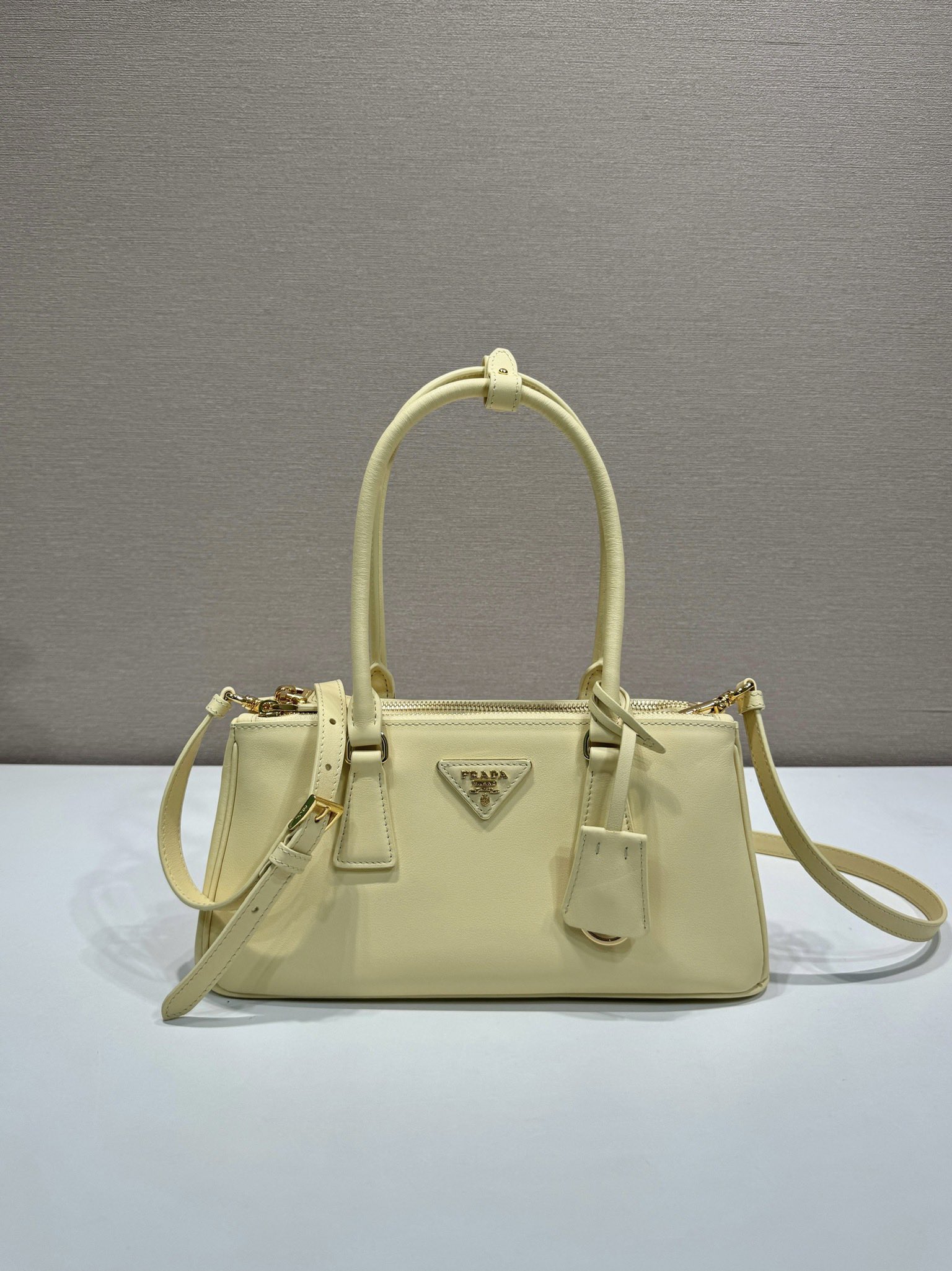 Bagsaaa Medium Pra*a Galleria leather bag 1BA457 light yellow - 30cm