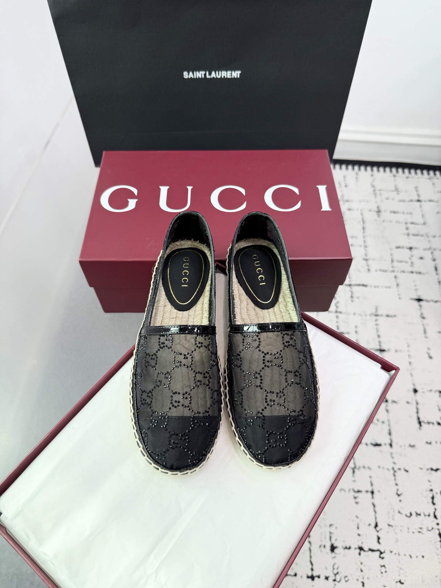 Bagsaaa Gvc*1 Women's crystal GG espadrille 835088 black