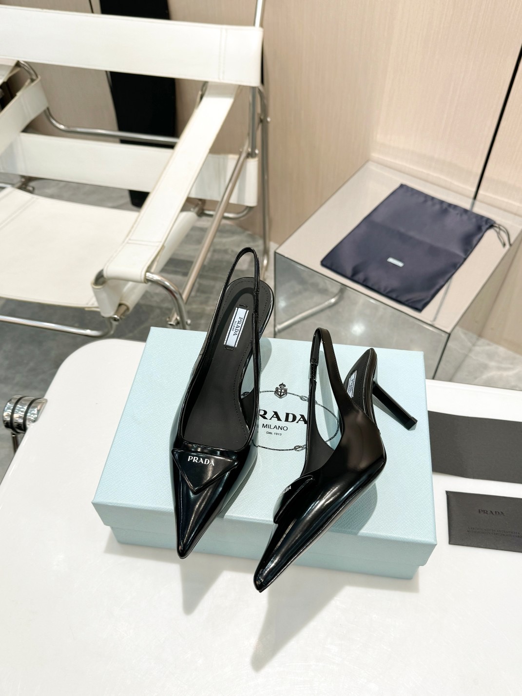 Bagsaaa Pra*a Slingback Pump Black