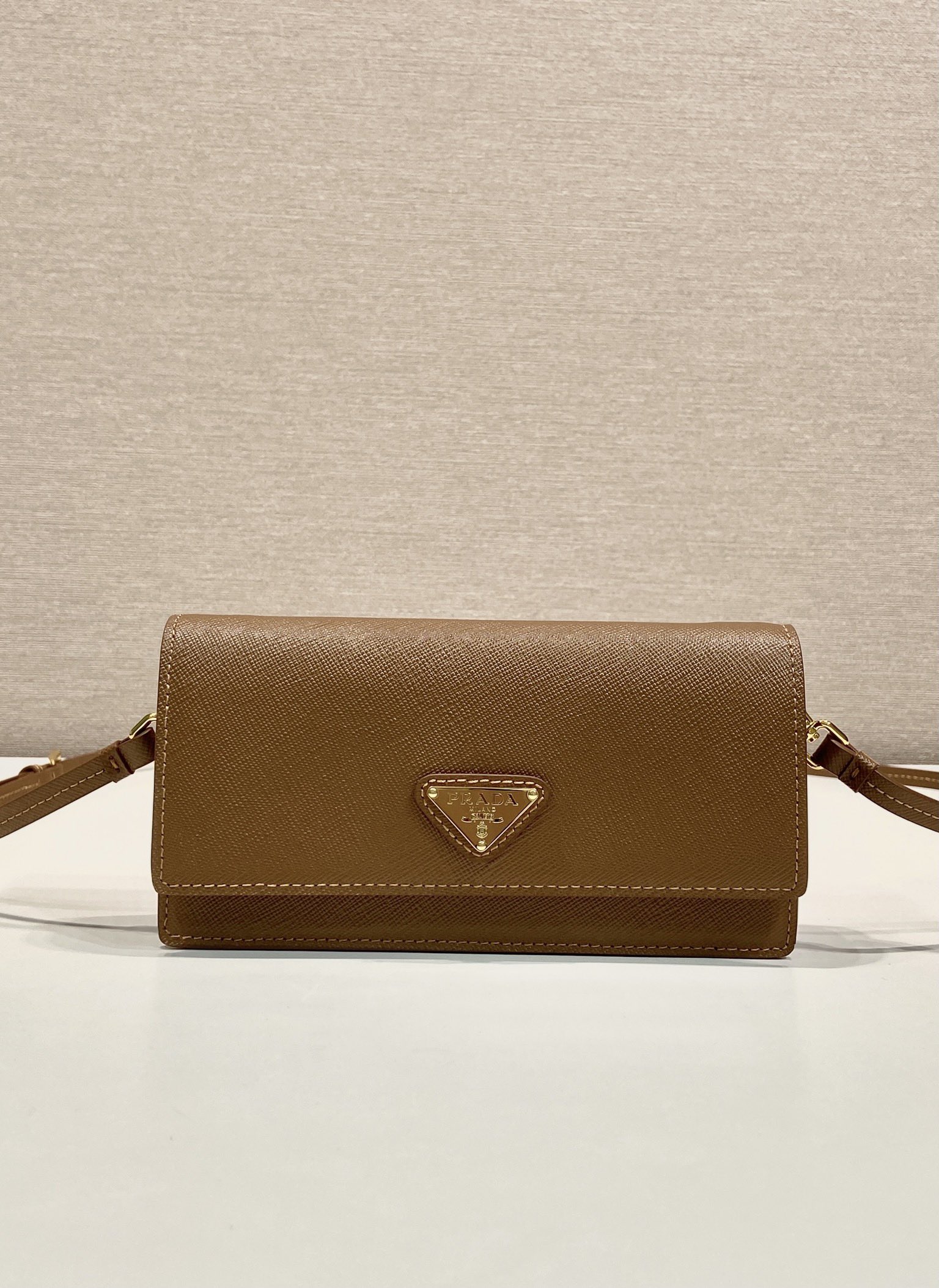 Bagsaaa Pra*a Saffiano leather mini-bag 1NF059 brown - 18cm